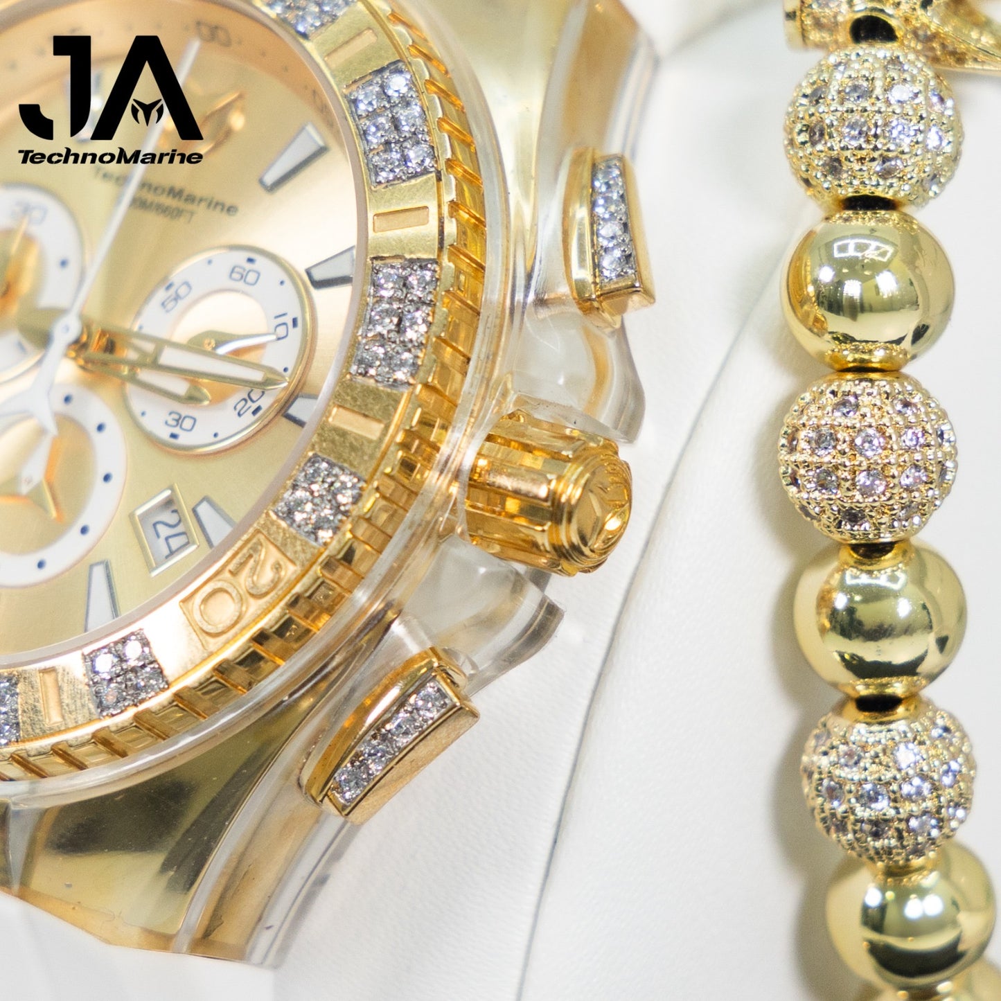 TECHNOMARINE Gold and Gold Suizo Custom Men's Cruise Star Qtz Chrono Men's Watch Modelo 43