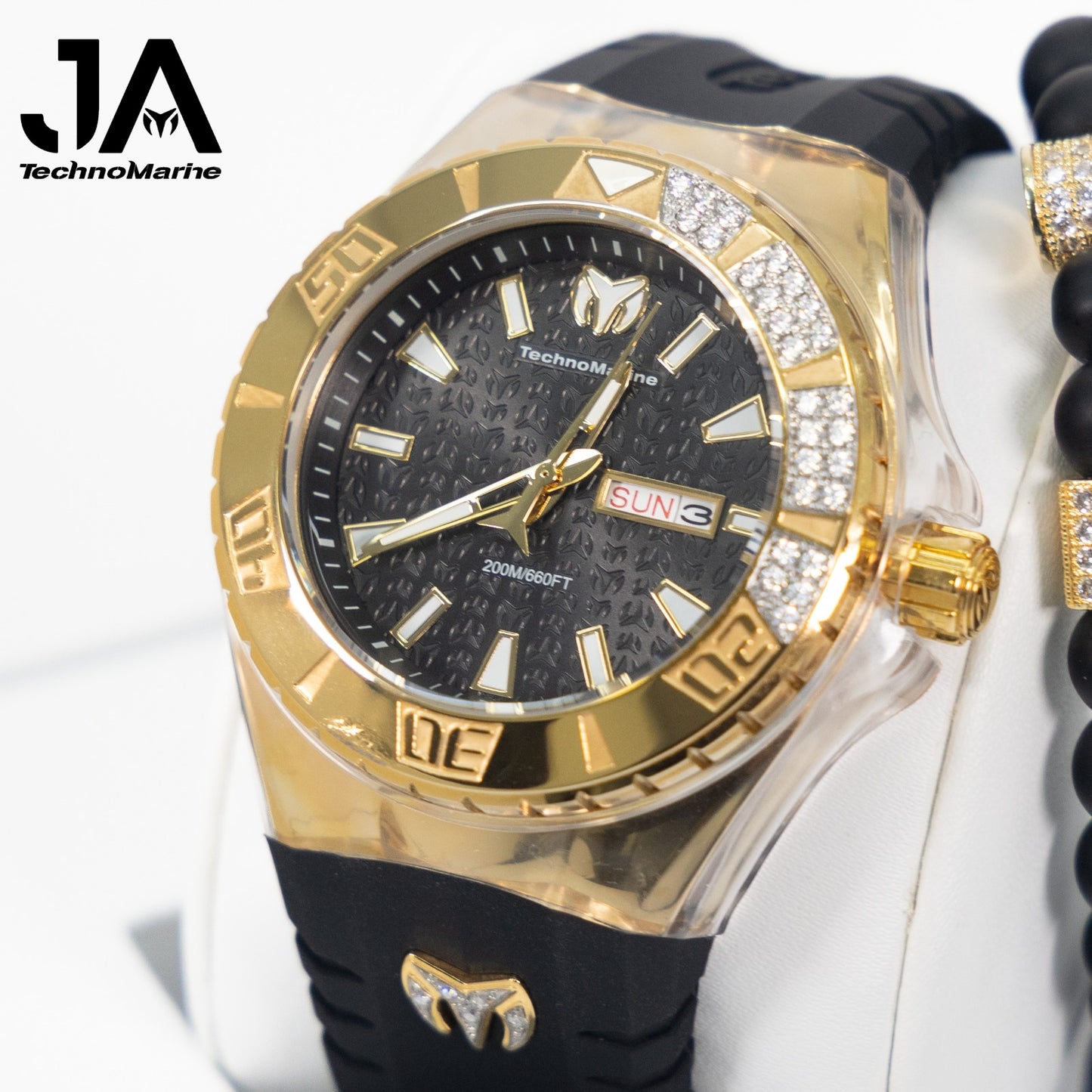TechnoMarine Cruise Monogram Men's Watch - 47.8mm Correa Negra, Fondo Negro Custom