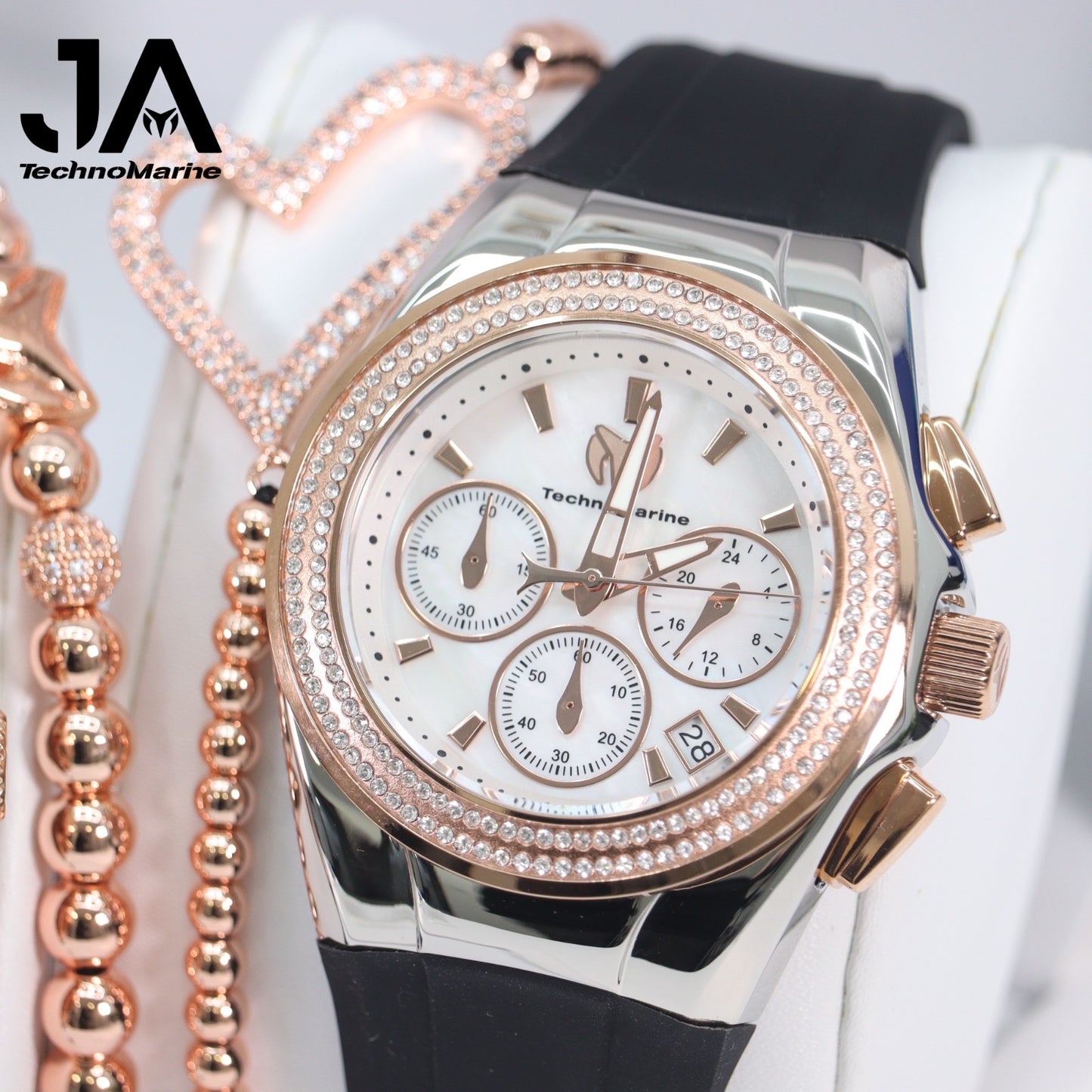 Technomarine (PAVE) 46mm Set Men's Cruise Collections SWISS Machine Color Rose Gold And 2021 TechnoMarine Custom Pave 40mm For (Women)