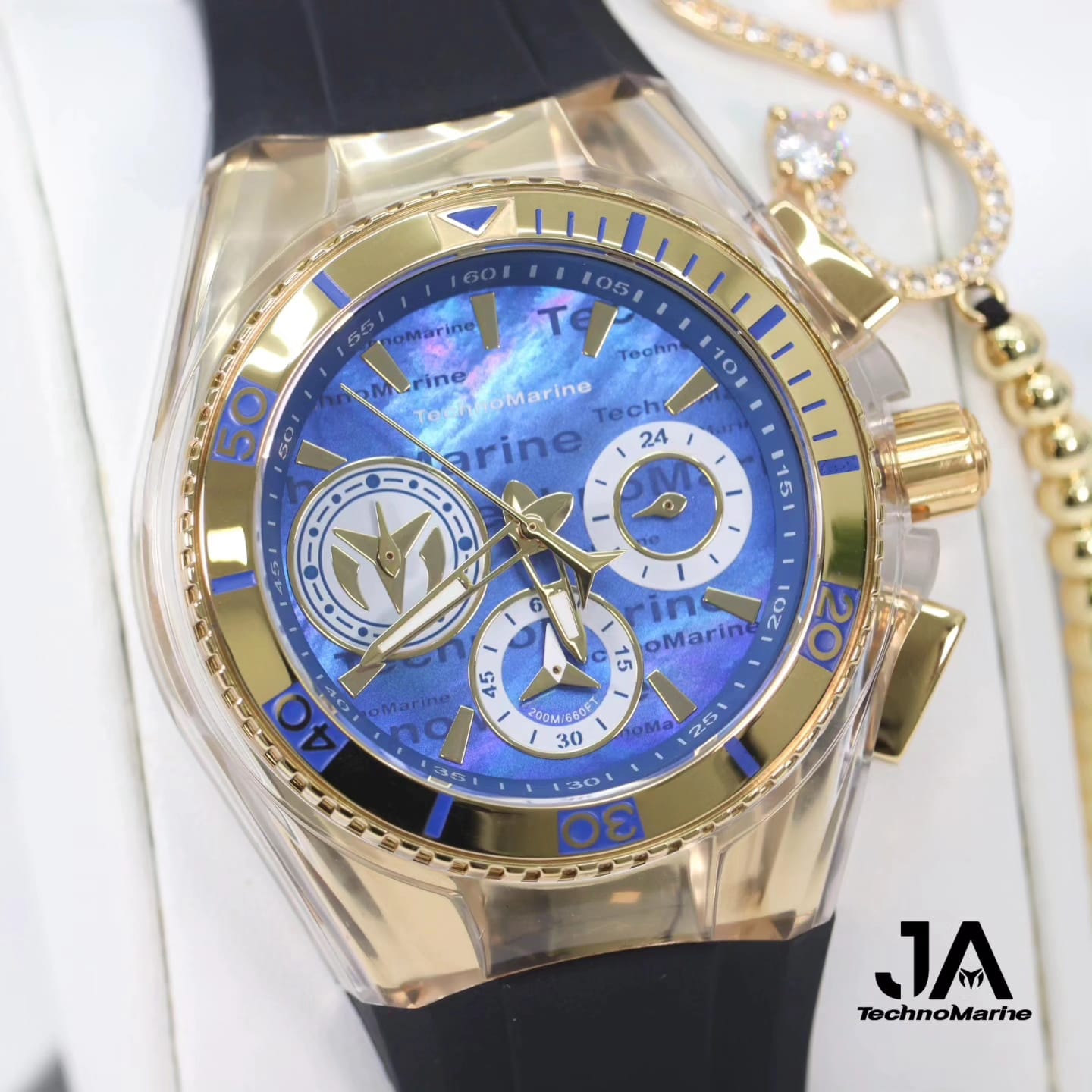 TechnoMarine Cruise California Women's Watch w/ Metal, Mother of Pearl & Oyster Dial - 40.57mm, Black