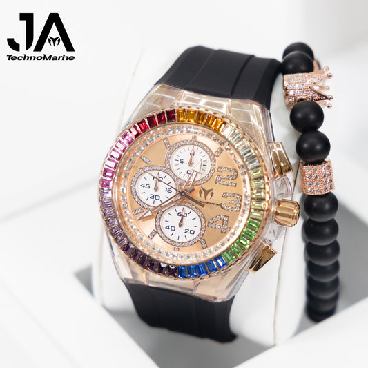 Technomarine Custom Cruise Glitz 45mm Rainbow Rose Gold