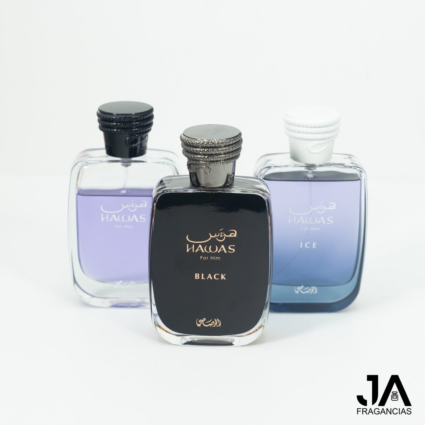 Hawas Rasasi, Ice y Black Pour Homme 3.4oz + 5% De Descuento