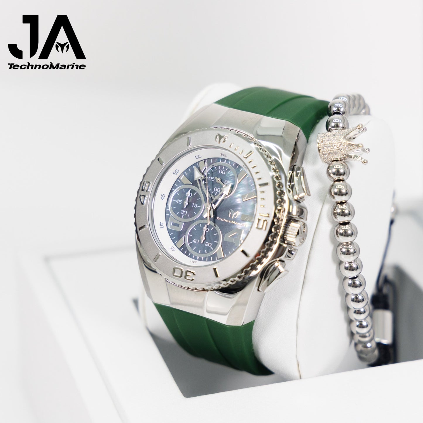 New Modelo 2025 TechnoMarine Cruise Original Men's Watch w/ Mother of Pearl Dial 44 mm, Black, Silver Green with Interchangeable Strap + 5% De Descuento = $139.99