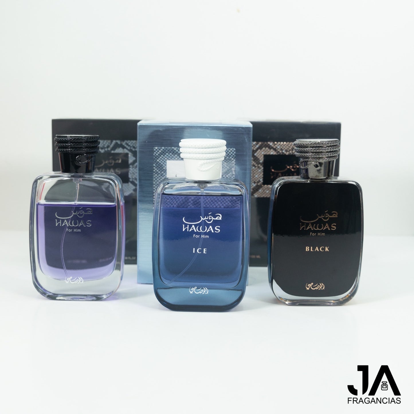 Hawas Rasasi, Ice y Black Pour Homme 3.4oz + 5% De Descuento