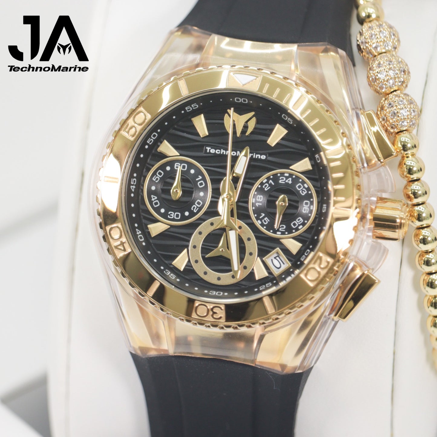Technomarine Cruise Lady 40mm Stainless Steel Gold Black Dial Quartz