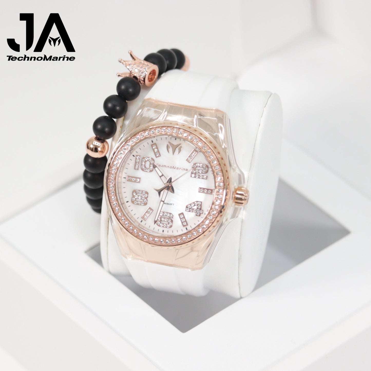 Technomarine Cruise Monogram 45mm Gold with Stones Rose Gold White 5% De Descuento = $94.99