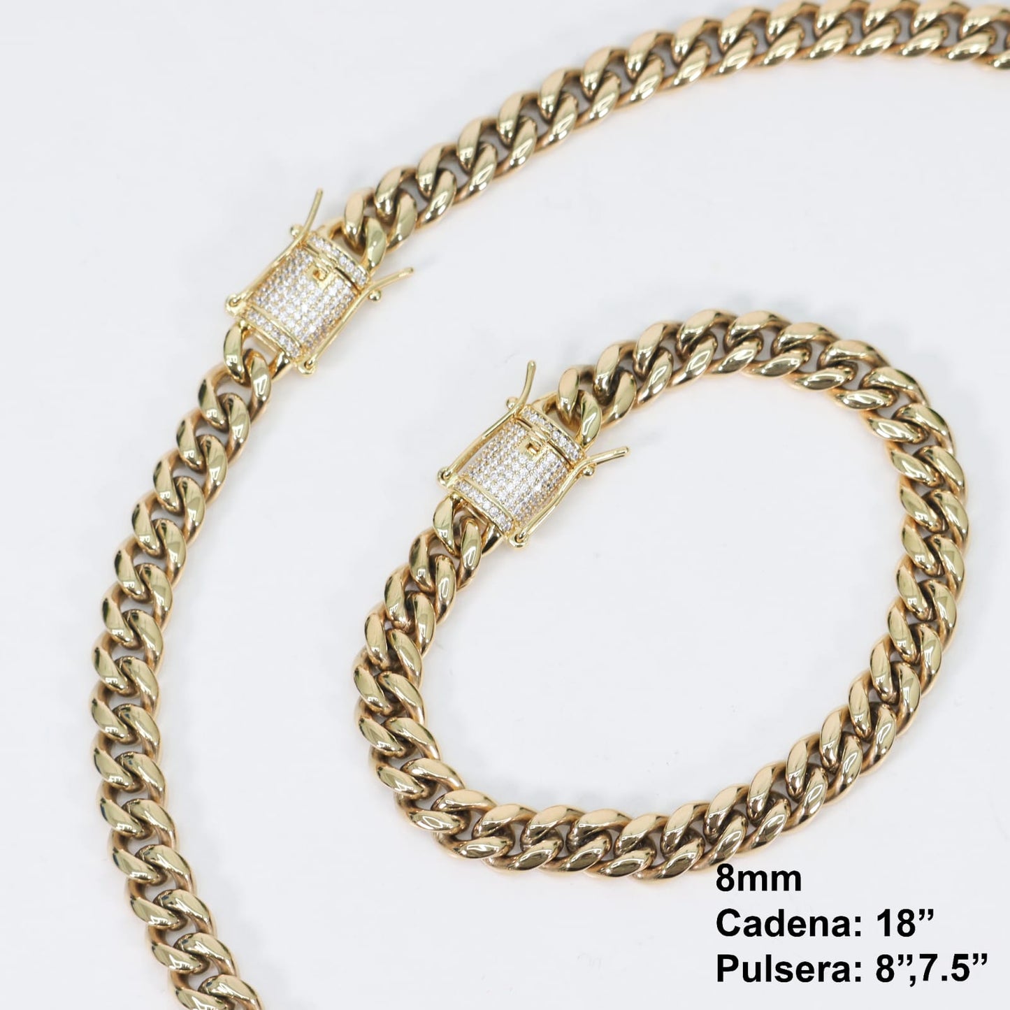 Cadenas Cubanas hombre 8mm 18” Stainless Steel