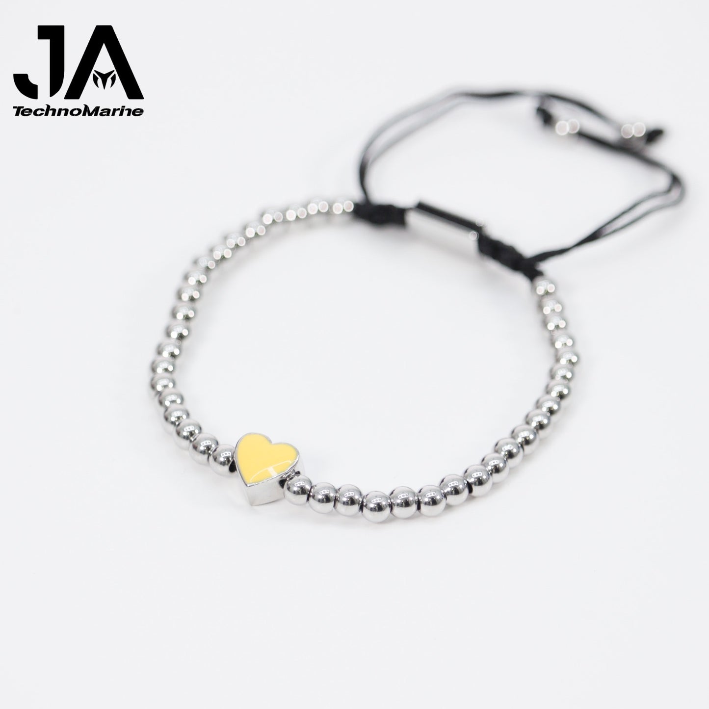 Pulsera De Corazón Amarillo Mujer Silver Ajustable Stainless Steel