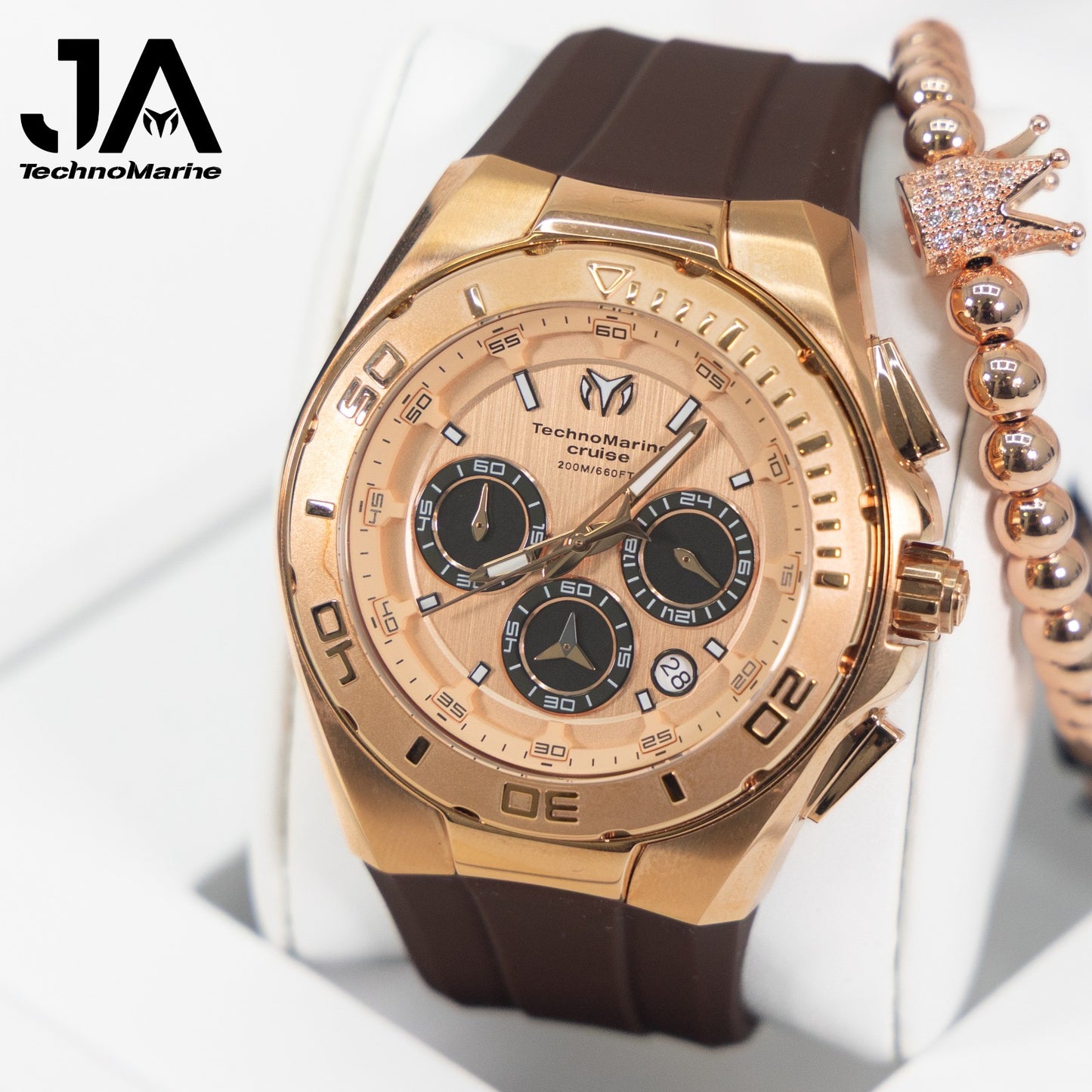 Technomarine Cruise Steel Men's Watch - Rose Gold 45mm, Con Correa Marrón