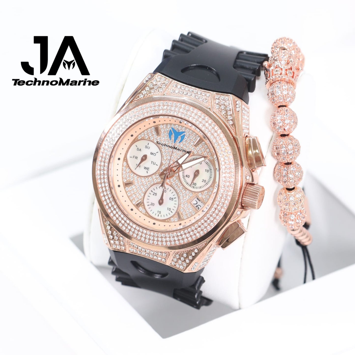 Technomarine (Pave) Cruise Collection Maquina Suiza Color Oro Rosado Una Pulsera Gratis