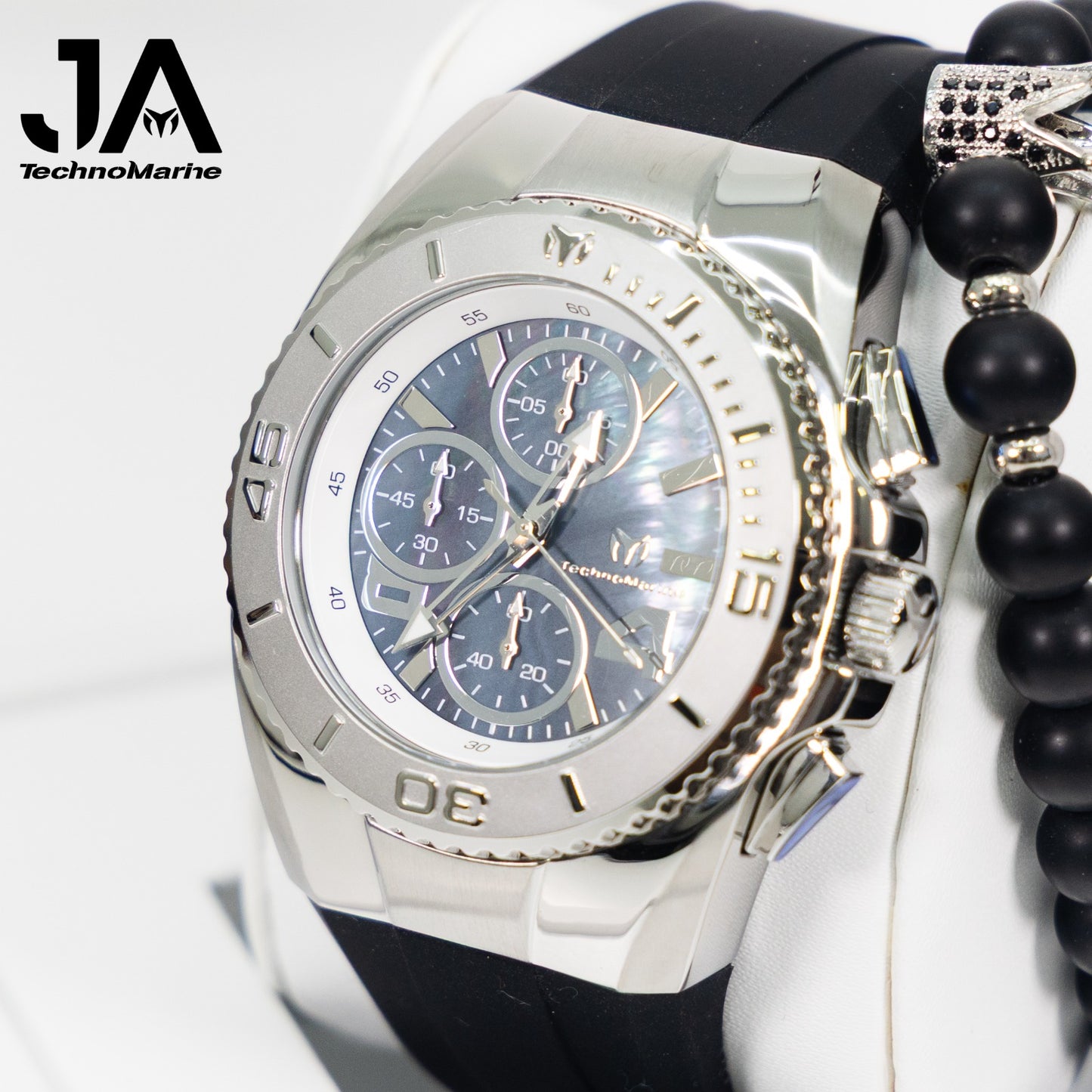 New Modelo 2025 TechnoMarine Cruise Original Men's Watch w/ Mother of Pearl Dial 44 mm, Black, Silver Green with Interchangeable Strap + 5% De Descuento = $139.99