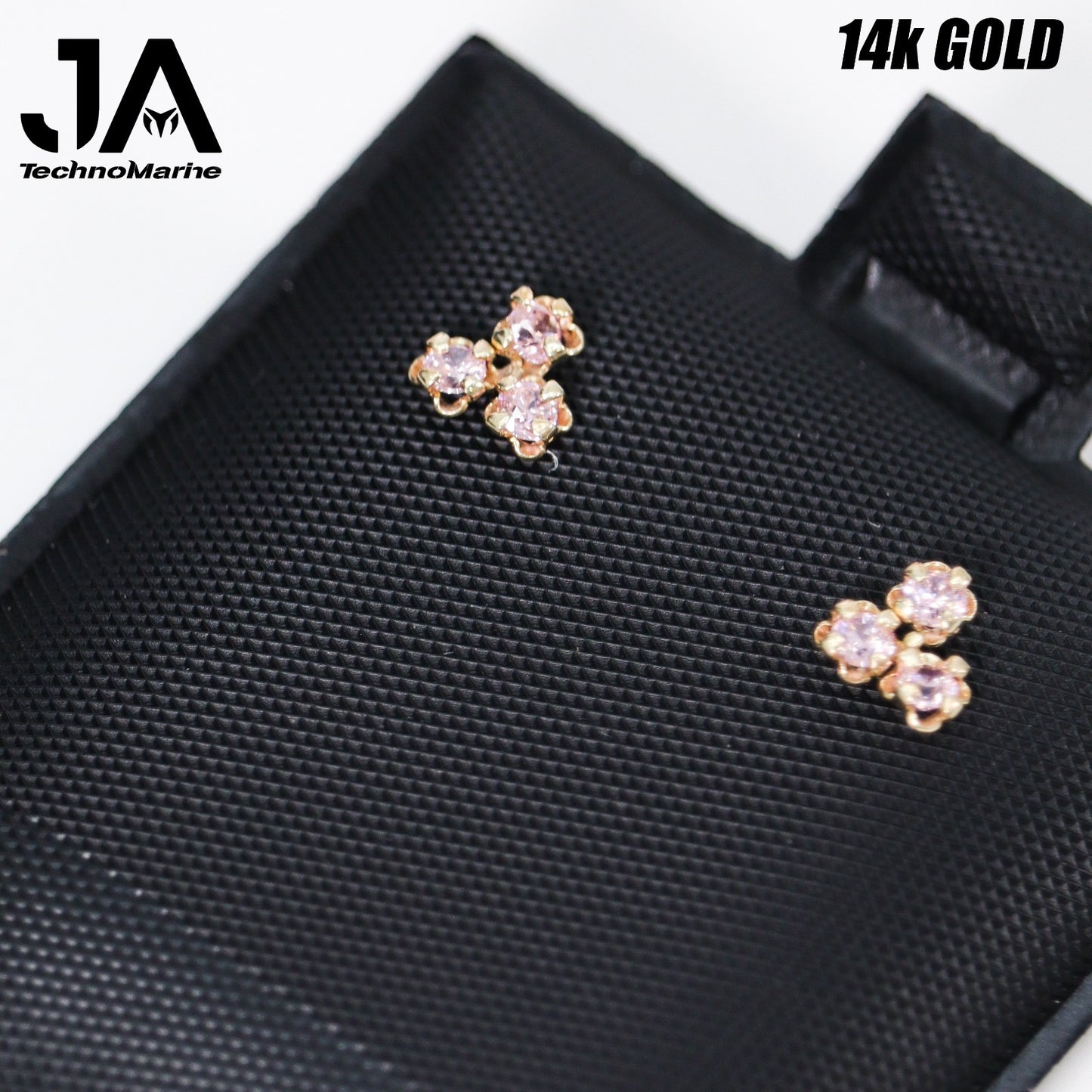 Zirconias Tres Piedras Violeta Claro 14k