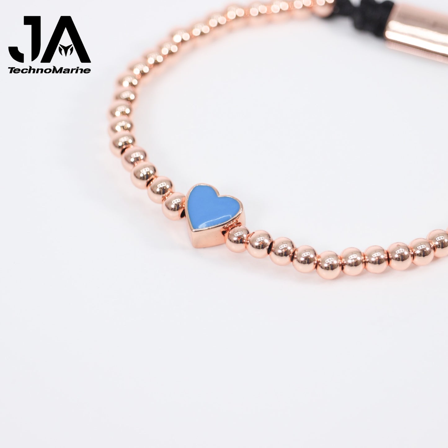 Pulsera De Corazón Azul Mujer Rose Gold Ajustable Stainless Steel