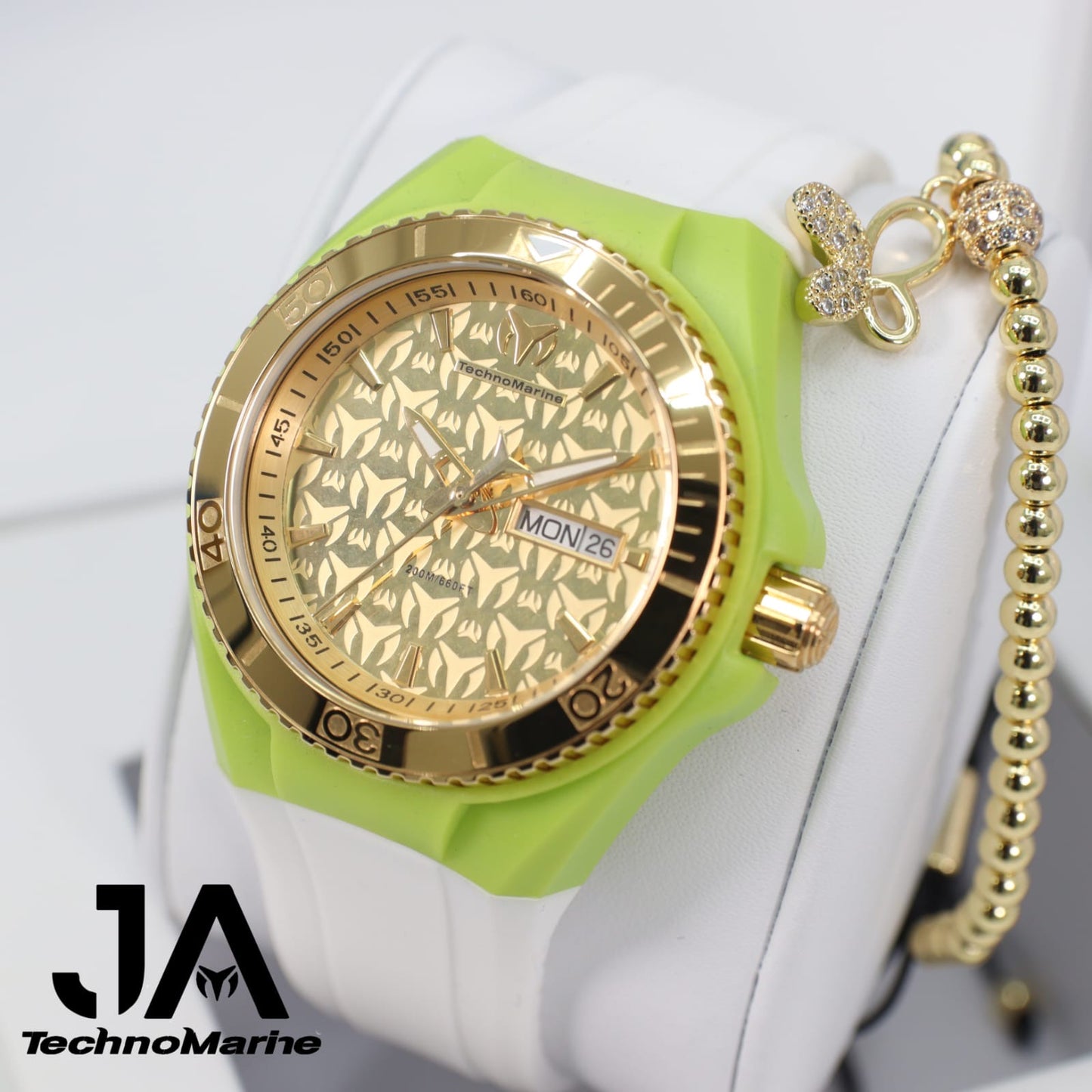 TechnoMarine Cruise Monogram 40MM Gold Bisel Green