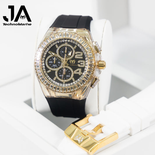 Technomarine Custom Botones y Hebilla VVS 1 Moissanite Cruise Glitz 45mm Gold w Stones Arrival