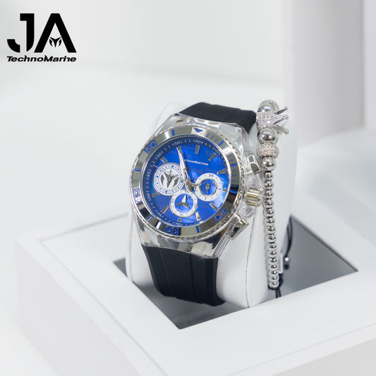 Technomarine Men's 46 MM  Cruise California Men's StainlessSteel Quartz Watch with Silicone Strap, Black