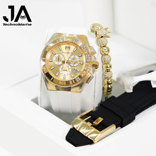 TECHNOMARINE Gold and Gold Suizo Custom  Men's Cruise Star Qtz Chrono Men's Watch Modelo 43