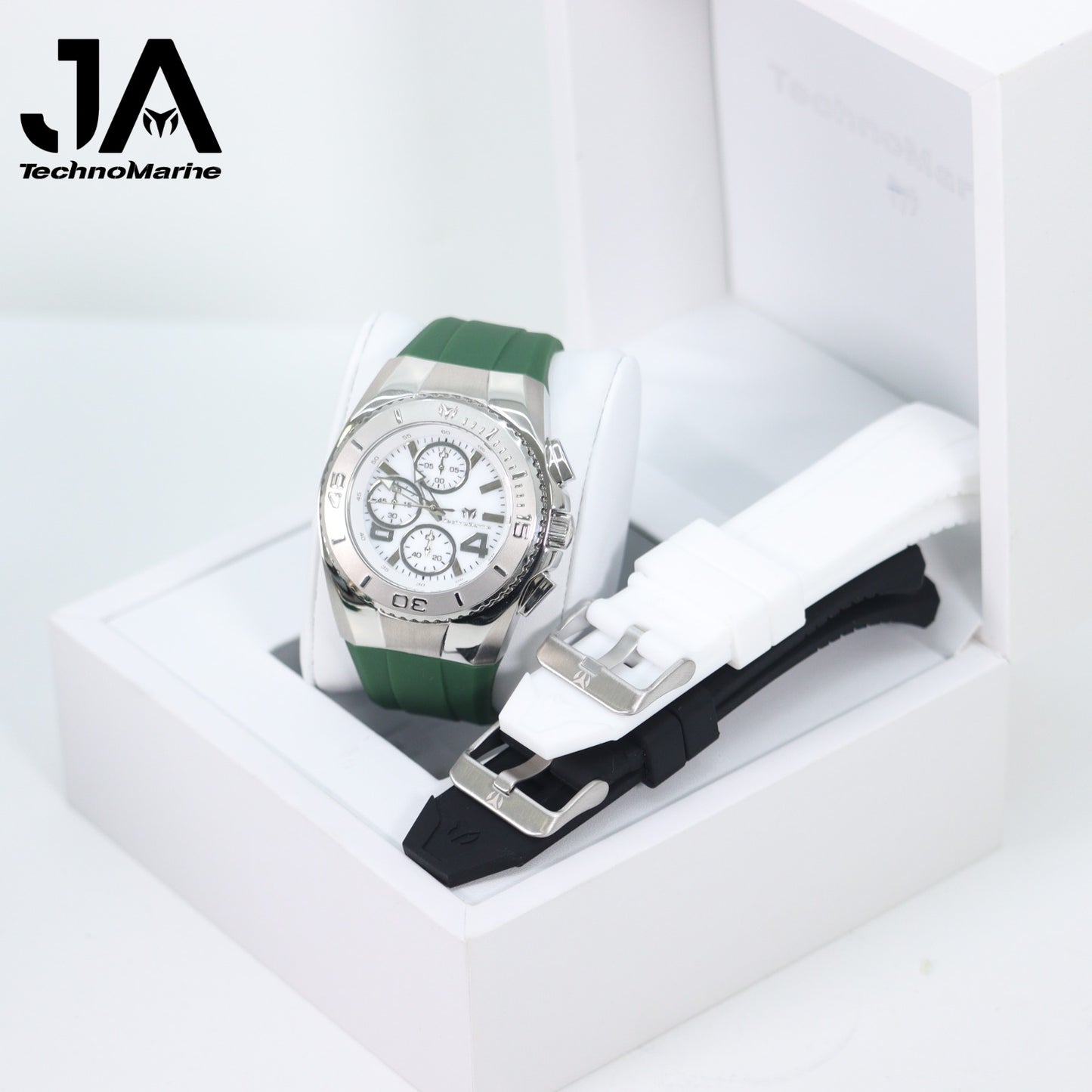 New Modelo 2025 TechnoMarine Cruise Original Men's Watch w/ Mother of Pearl Dial 44 mm, Black, Silver Green with Interchangeable Strap