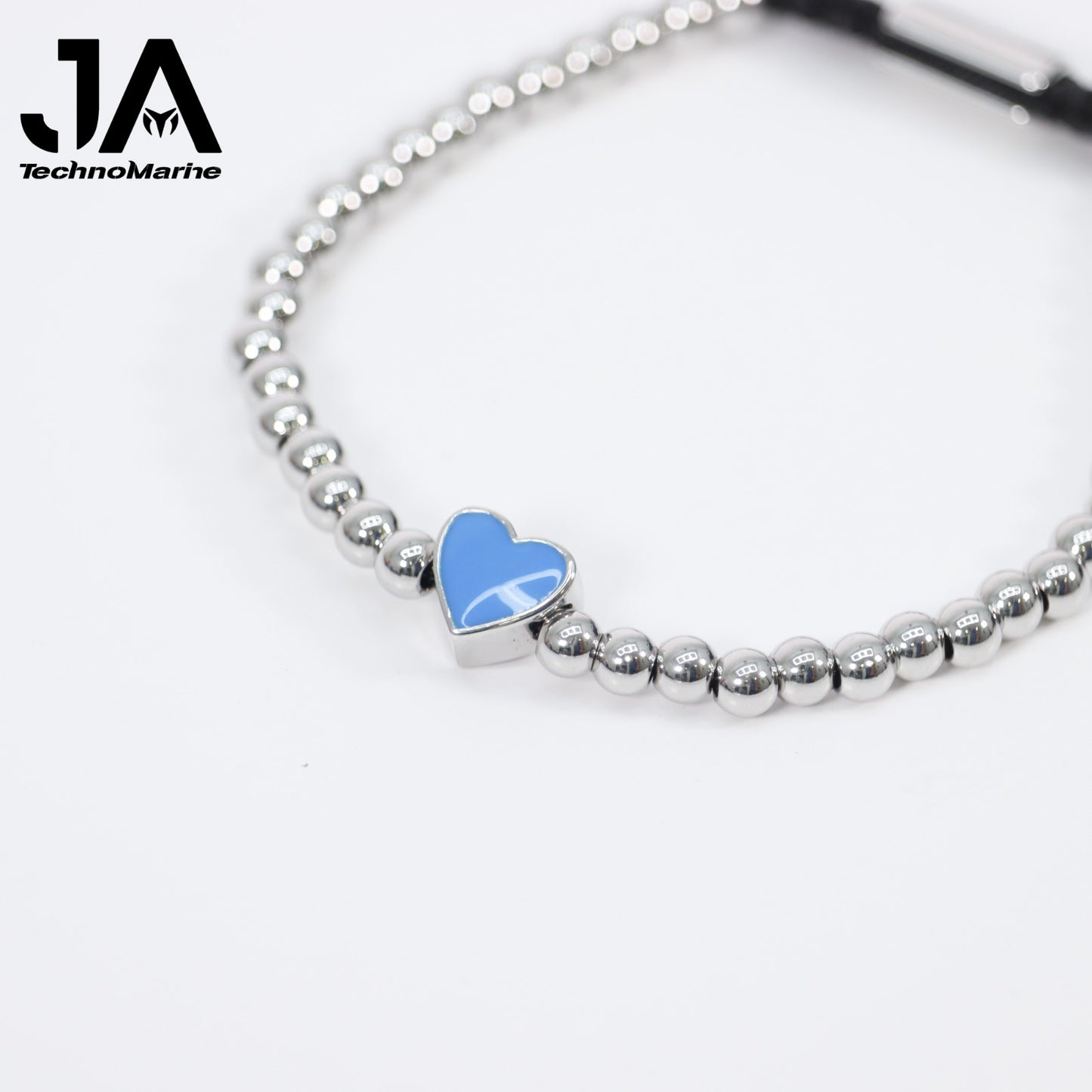 Pulsera De Corazón Azul Mujer Silver Ajustable Stainless Steel