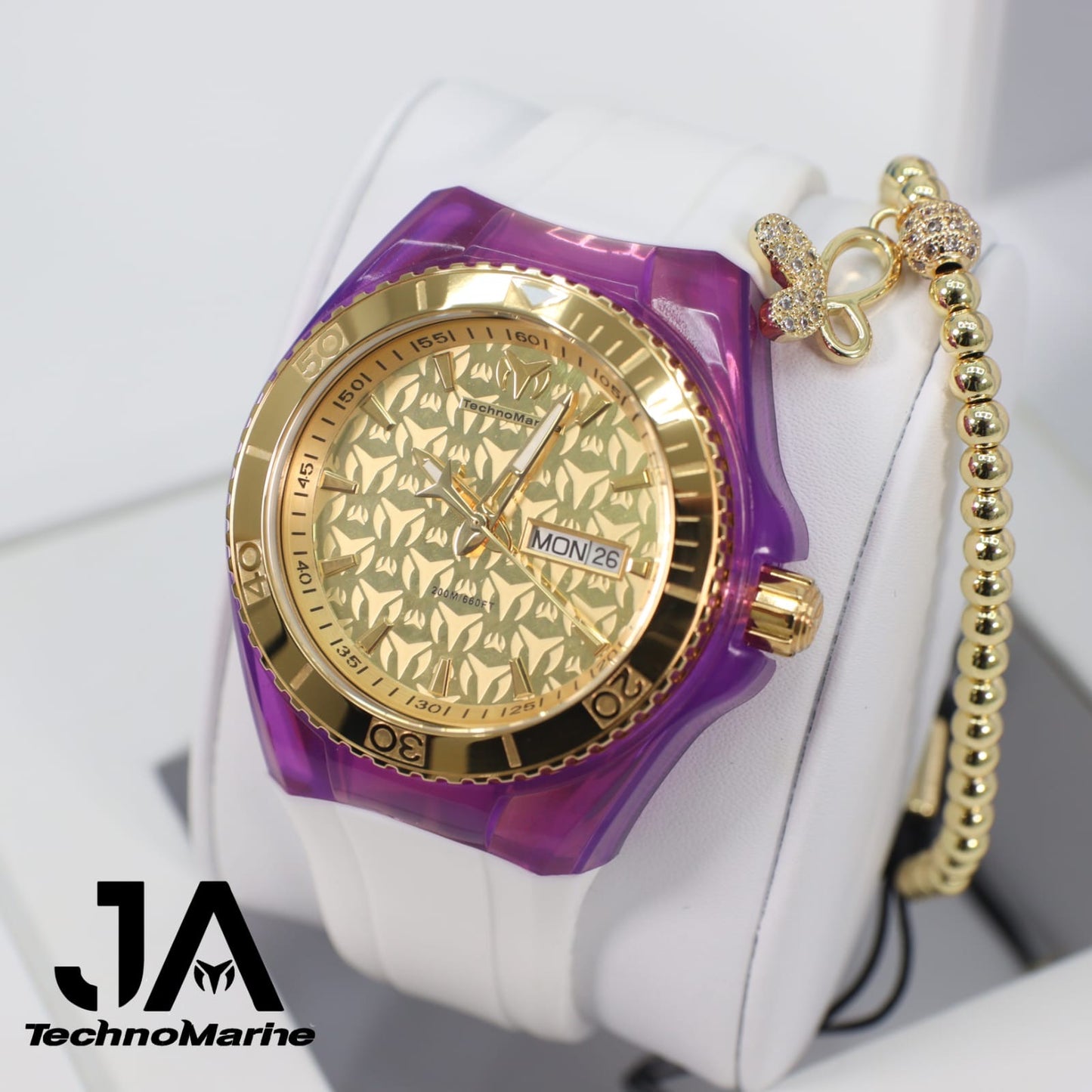 TechnoMarine Cruise Monogram 40MM Gold Bisel Purple