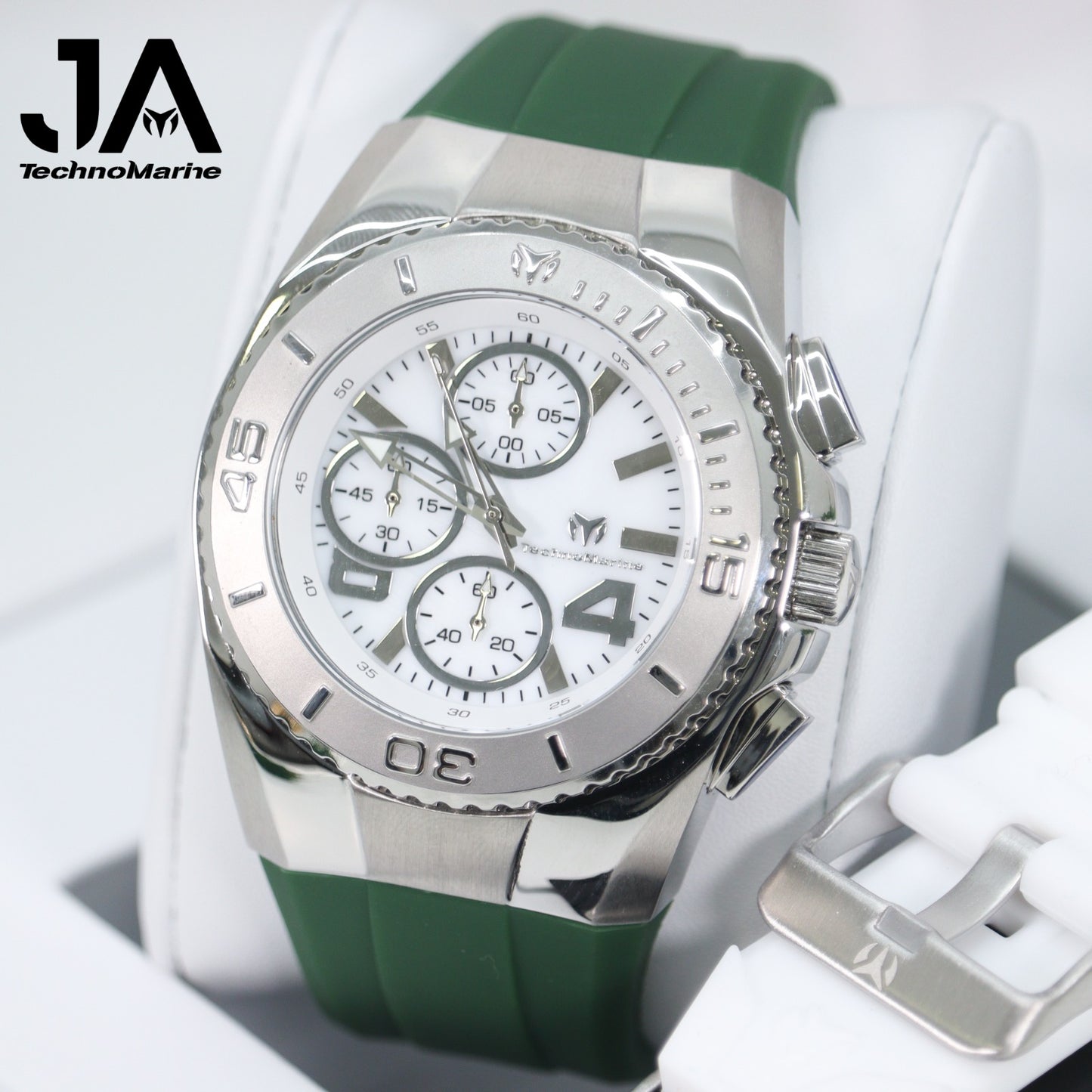 New Modelo 2025 TechnoMarine Cruise Original Men's Watch w/ Mother of Pearl Dial 44 mm, Black, Silver Green with Interchangeable Strap