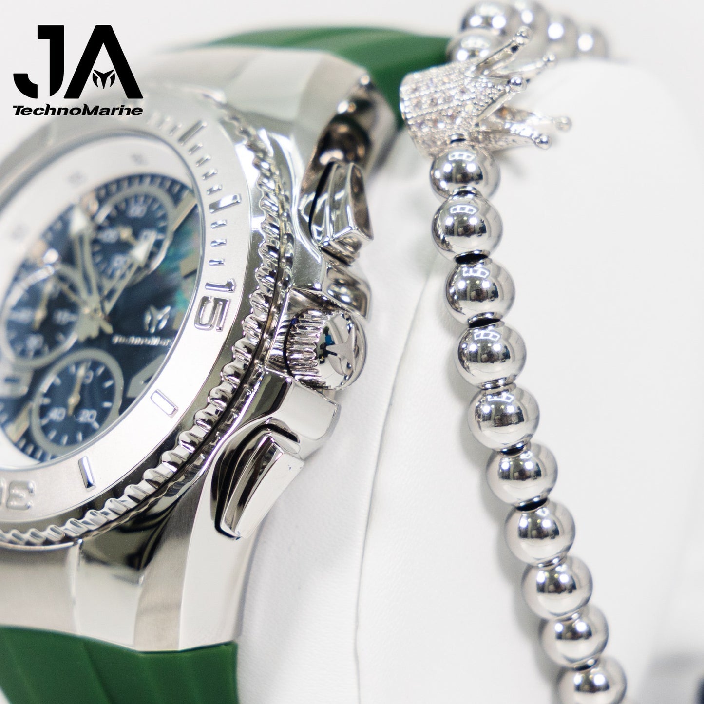 New Modelo 2025 TechnoMarine Cruise Original Men's Watch w/ Mother of Pearl Dial 44 mm, Black, Silver Green with Interchangeable Strap + 5% De Descuento = $139.99