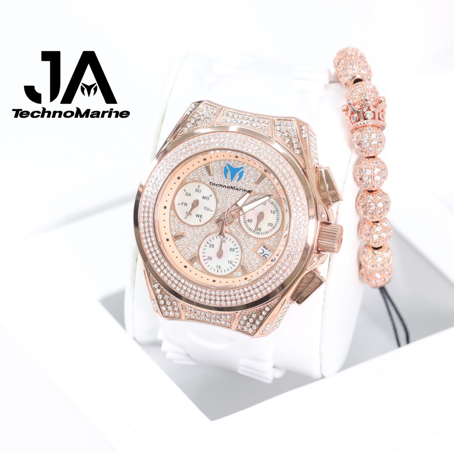 Technomarine (Pave) Cruise Collection Maquina Suiza Color Oro Rosado Una Pulsera Gratis