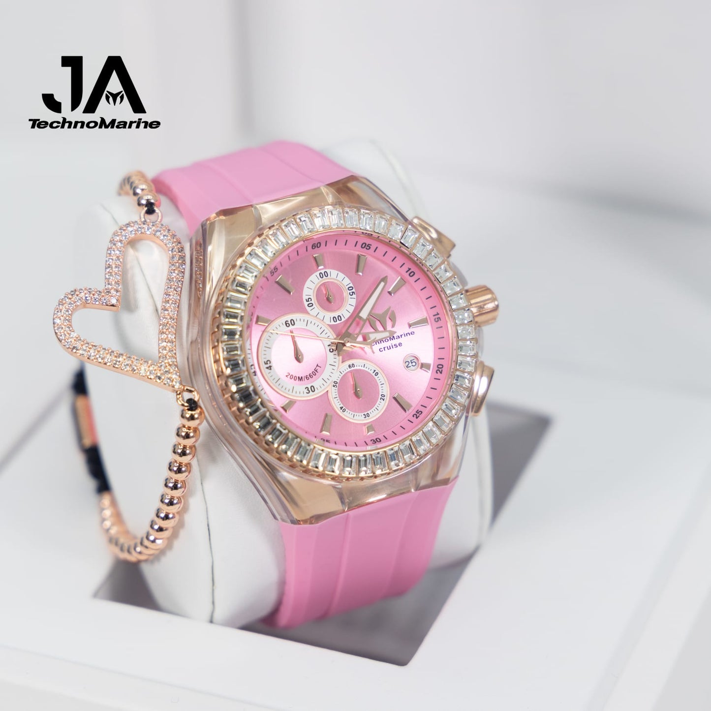 TechnoMarine Cruise Original Unisex Watch - 45mm, Pink Rose Gold (Una Pulsera Gratis)