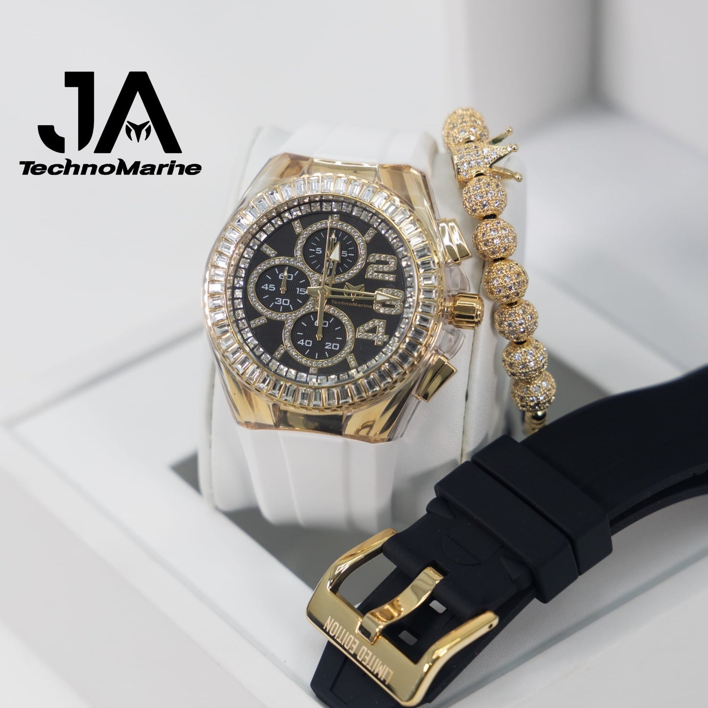 Technomarine Cruise Glitz 45mm Gold w Stones Arrival Dos Correas