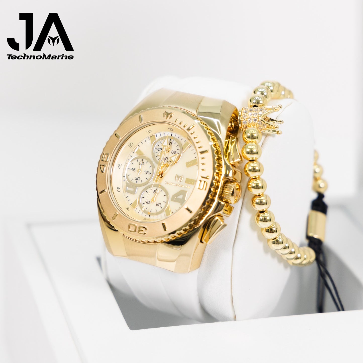 New Modelo 2025 TechnoMarine Cruise Original Men's Watch w/ Mother of Pearl Dial 44 mm, Black, Oro Green with Interchangeable Strap + 5% De Descuento = $139.99