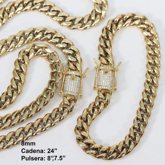 Cadenas Cubanas hombre 8mm 24” Stainless Steel
