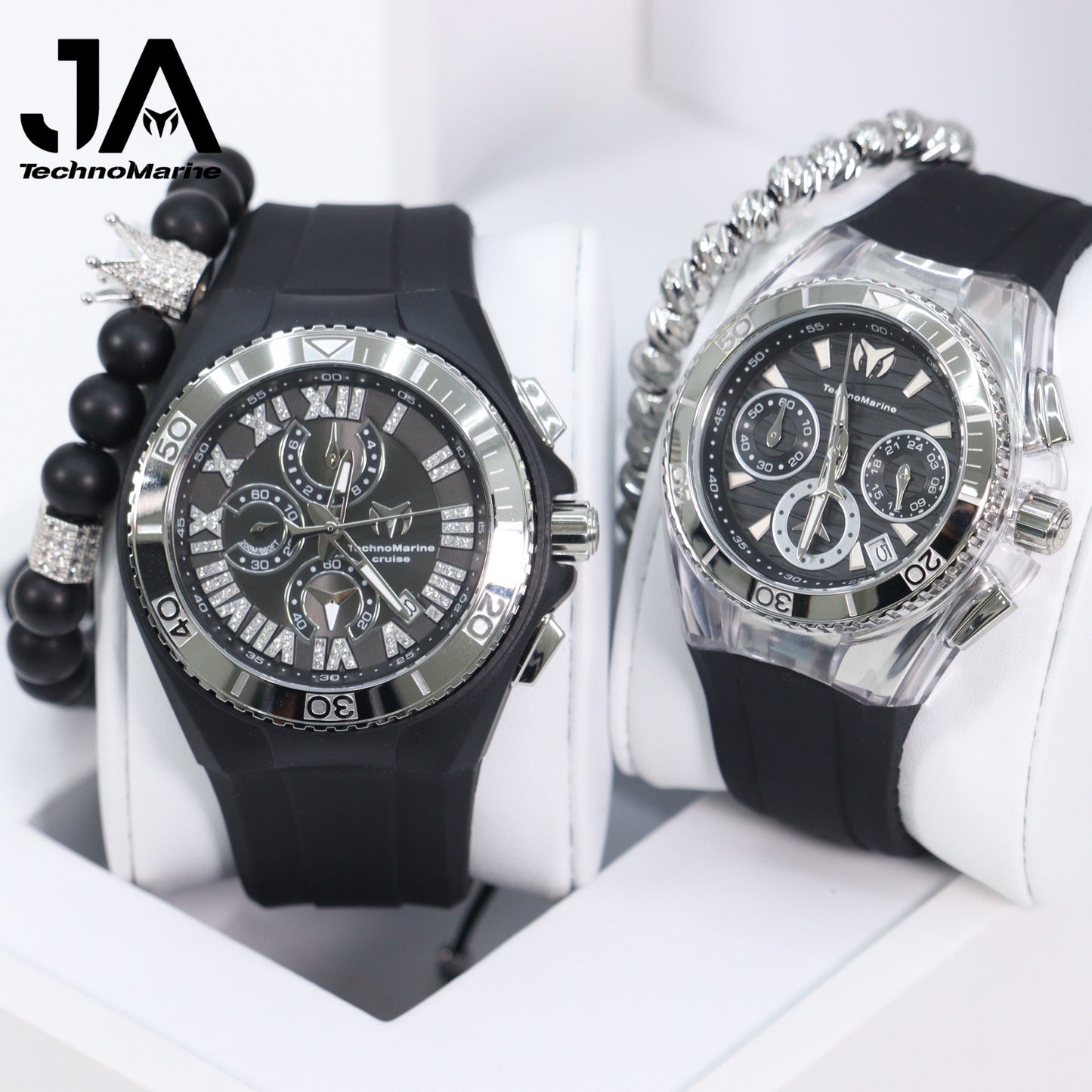 Technomarine Hombre Silver Star/Cruise Collection Watch 46mm + Technomarine Cruise Lady 40mm Stainless Steel Black Silver Dial Quartz