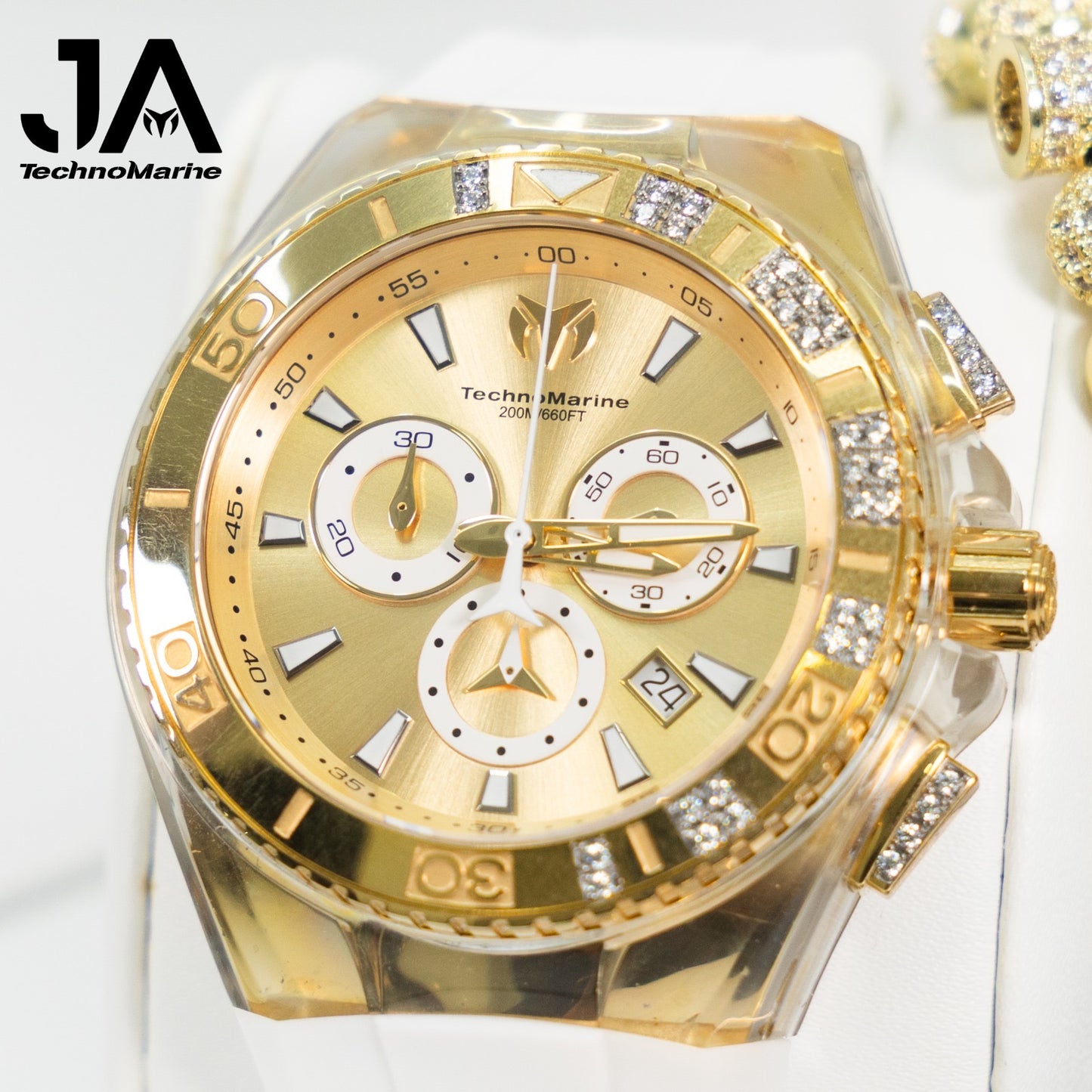 TECHNOMARINE Gold and Gold Suizo Custom Men's Cruise Star Qtz Chrono Men's Watch Modelo 43