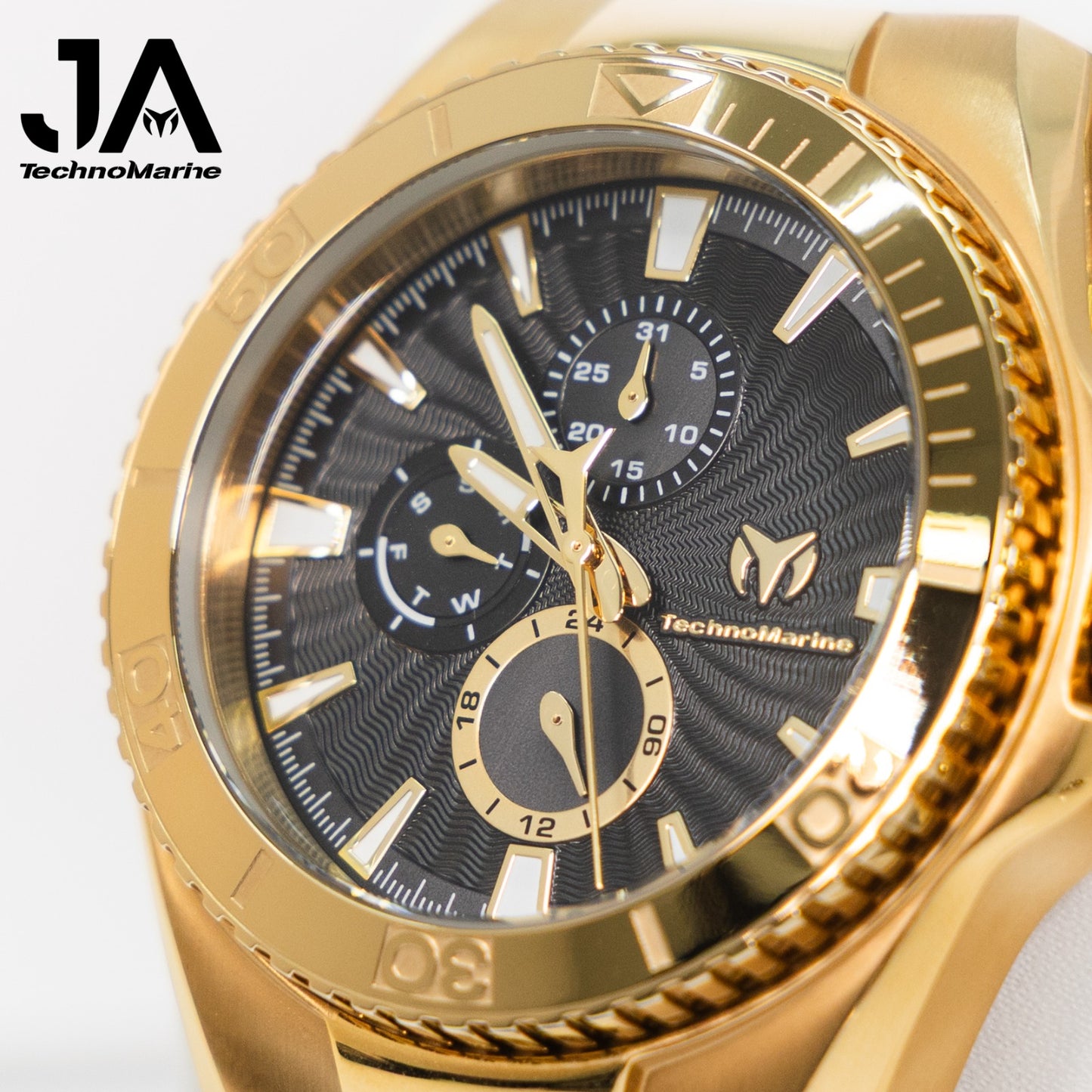 TechnoMarine Cruise California Men's Watch - 45mm, Black, White, Oro + 5% De Descuento = $139.99