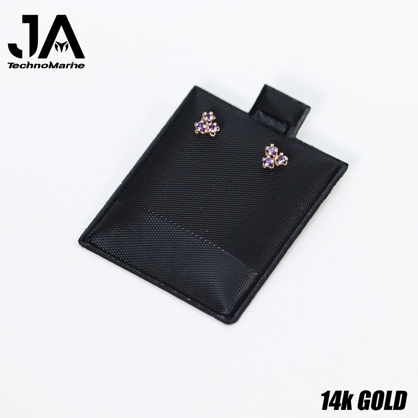 Zirconias De Tres Piedras Violeta 14k
