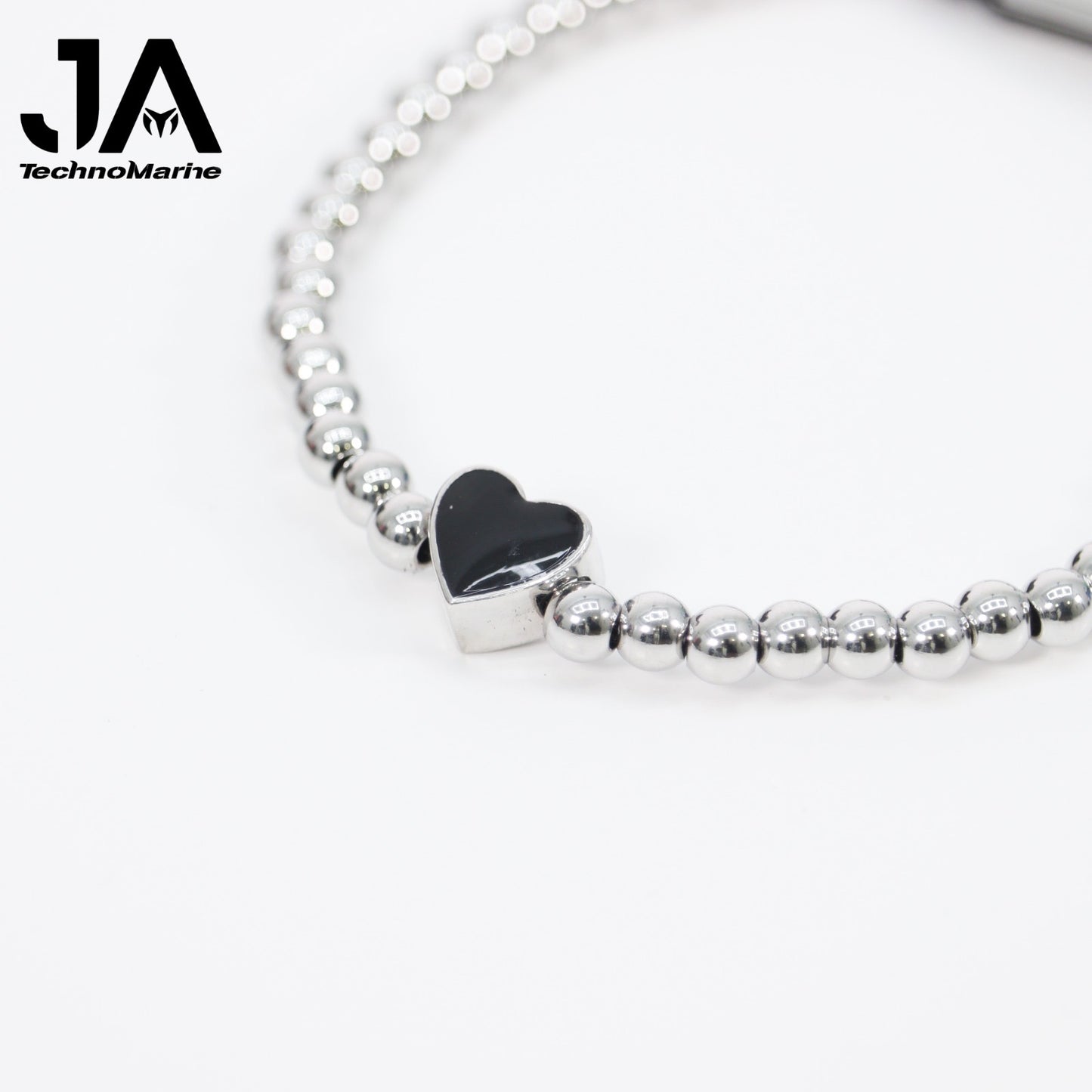 Pulsera De Corazón Negro Mujer Silver Ajustable Stainless Steel