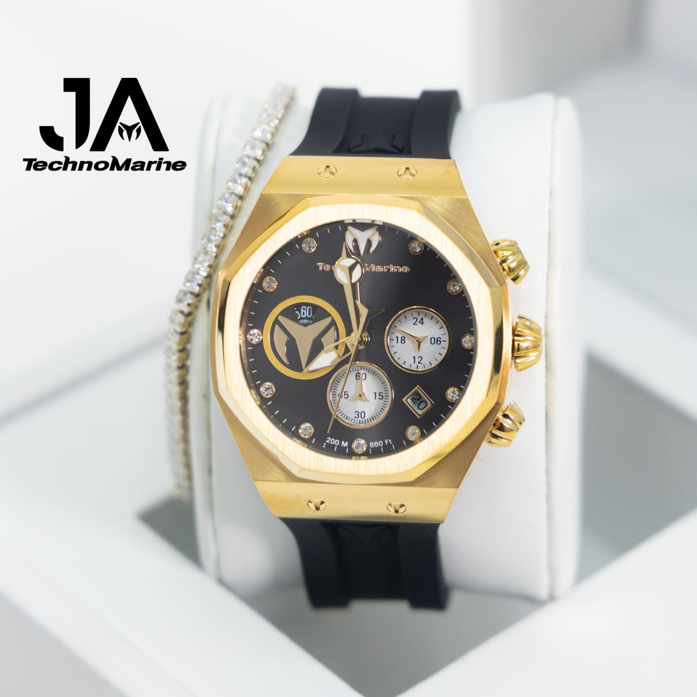 Technomarine Women Reef Sun Stainless Steel Quartz Watch With Silicone Strap 40mm Gold