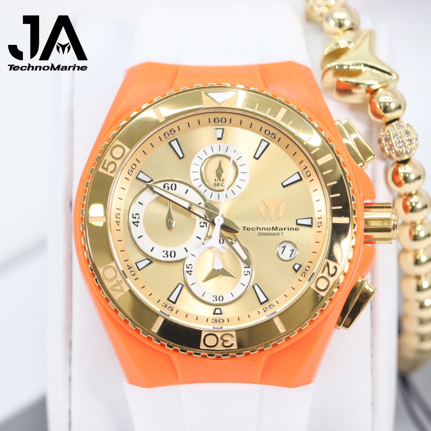 Technomarine Cruise Star Gold & Gold 46mm Watch Una Pulsera Gratis Orange