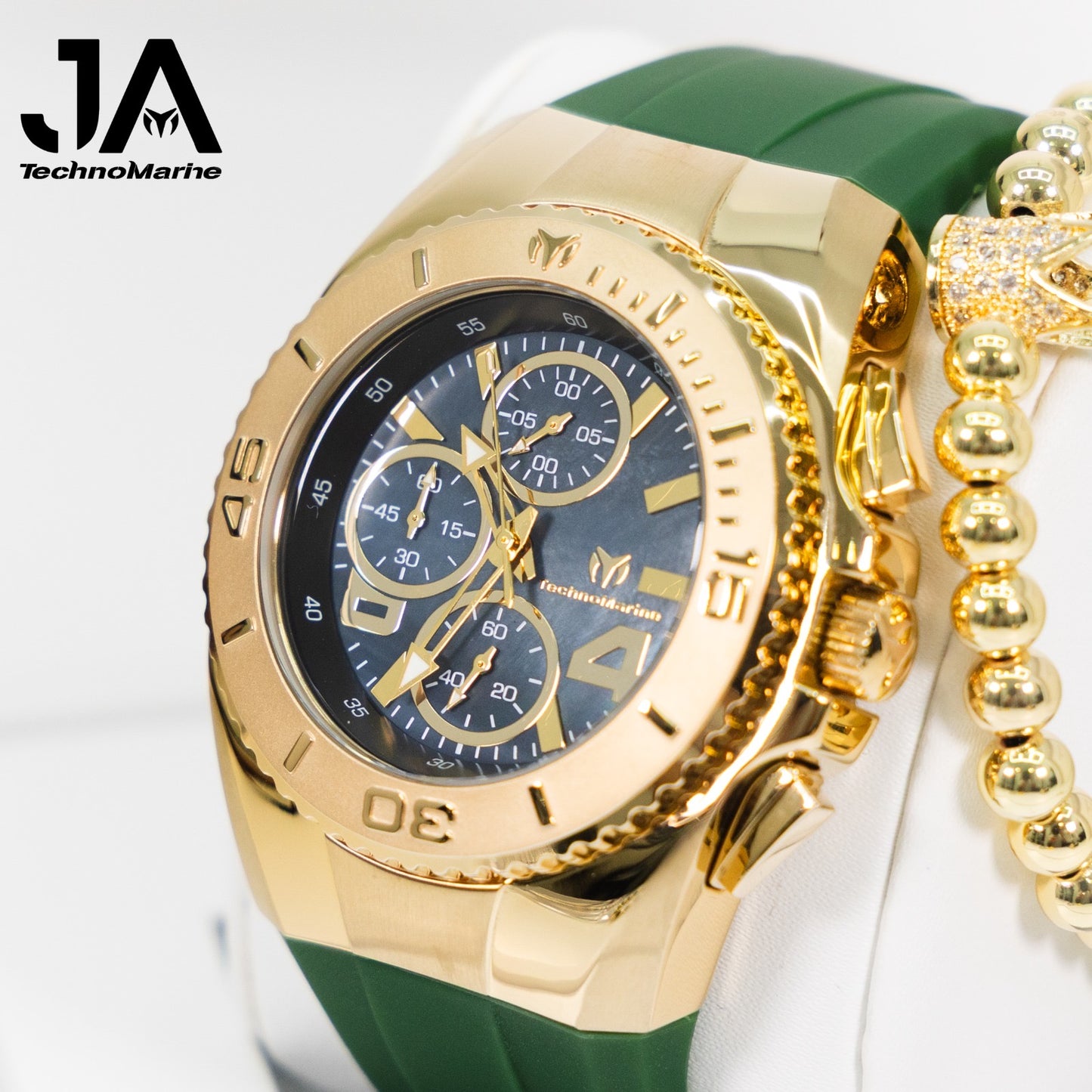 New Modelo 2025 TechnoMarine Cruise Original Men's Watch w/ Mother of Pearl Dial 44 mm, Black, Oro Green with Interchangeable Strap + 5% De Descuento = $139.99