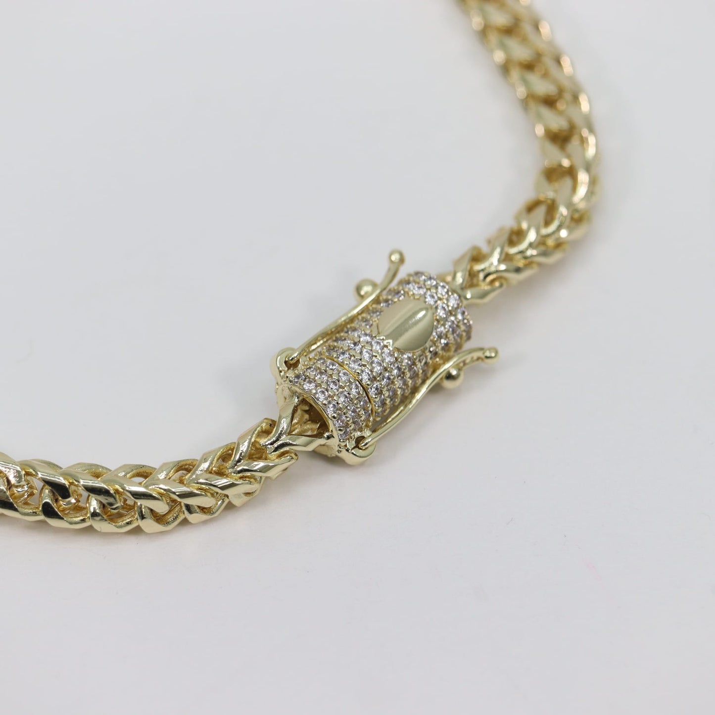 Pulsera franco 4mm stainless steel Baño 14k 7.5