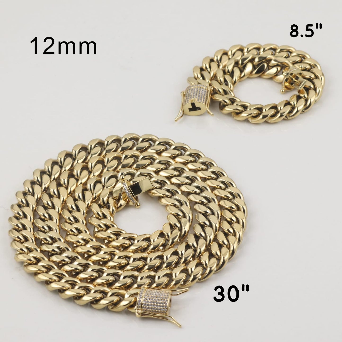Cadenas Cubanas Hombre 12mm Pulsera Stainless Steel Cierre Tipo Caja Box Clasp
