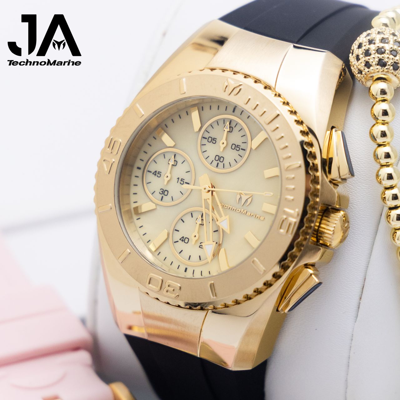 Technomarine 38.mm Cruise Chronograph Quartz Gold Dial Unisex Watch Una Pulsera Gratis