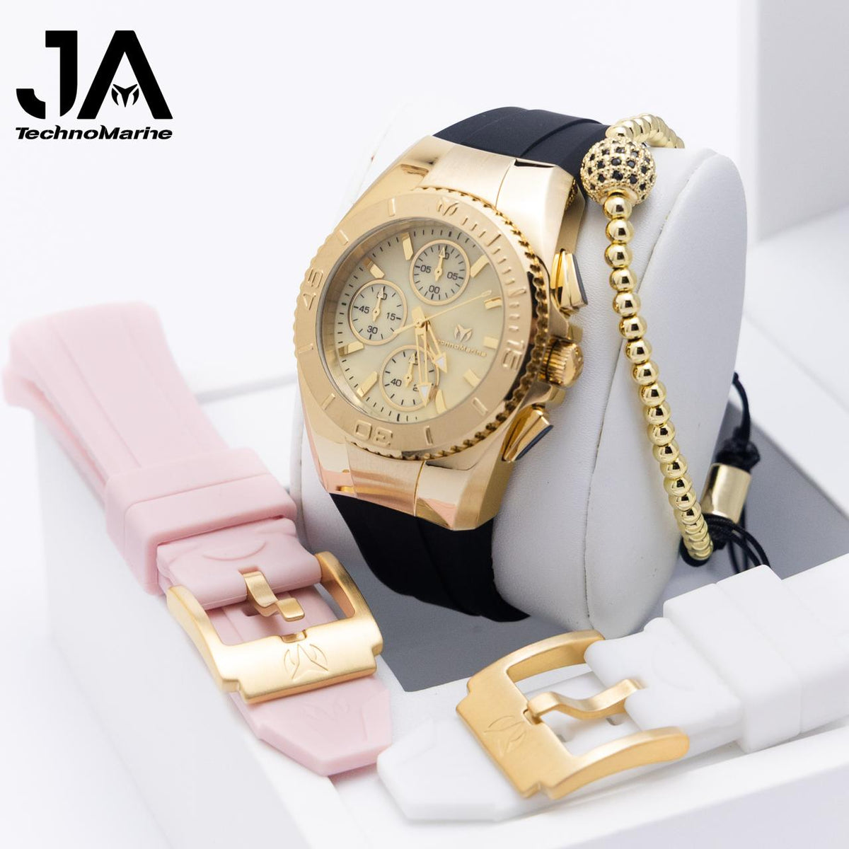 Technomarine 38 mm Cruise Chronograph Quartz Gold Dial Unisex Watch Una Pulsera Gratis +5% de Descuento Adicional