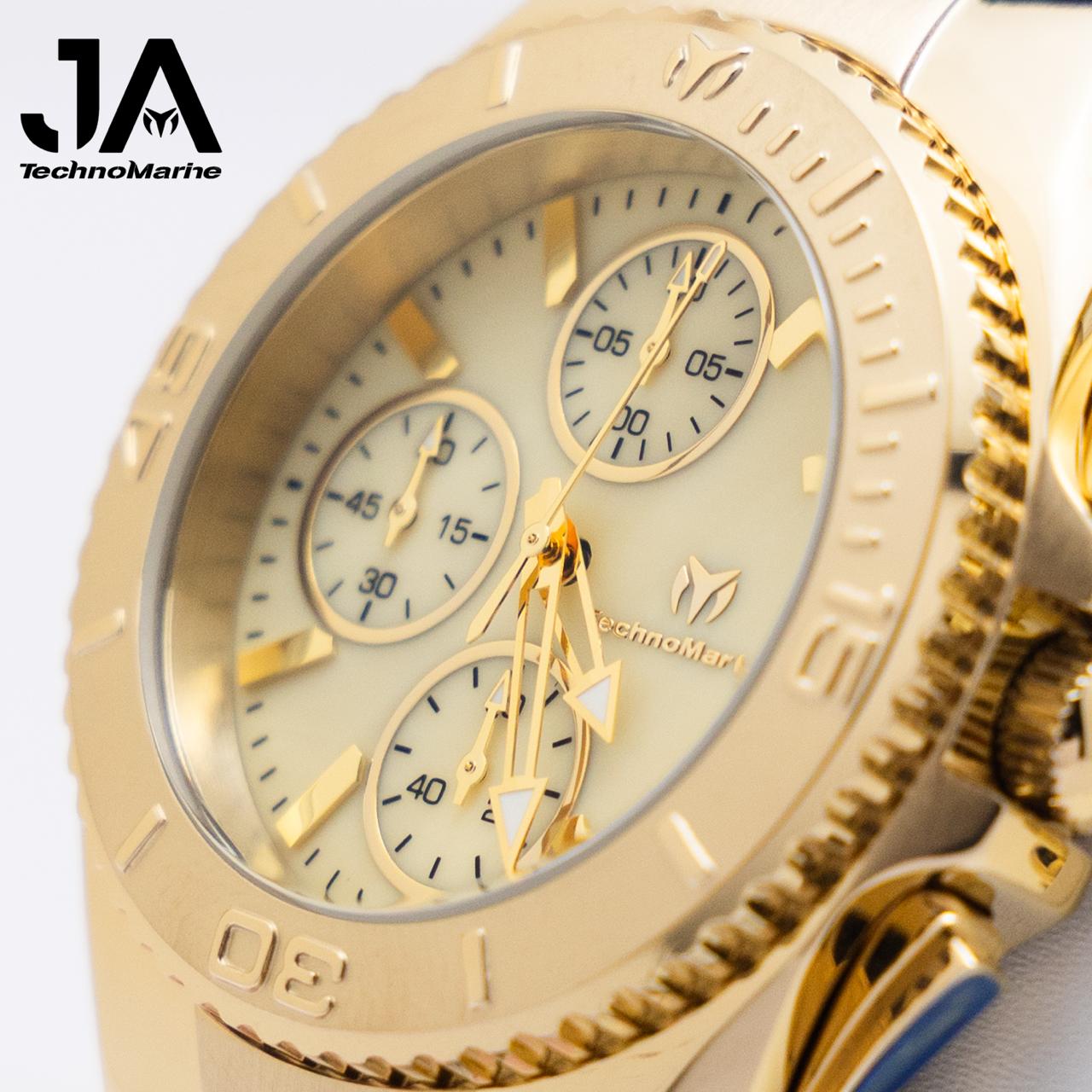 Technomarine 38 mm Cruise Chronograph Quartz Gold Dial Unisex Watch Una Pulsera Gratis +5% de Descuento Adicional