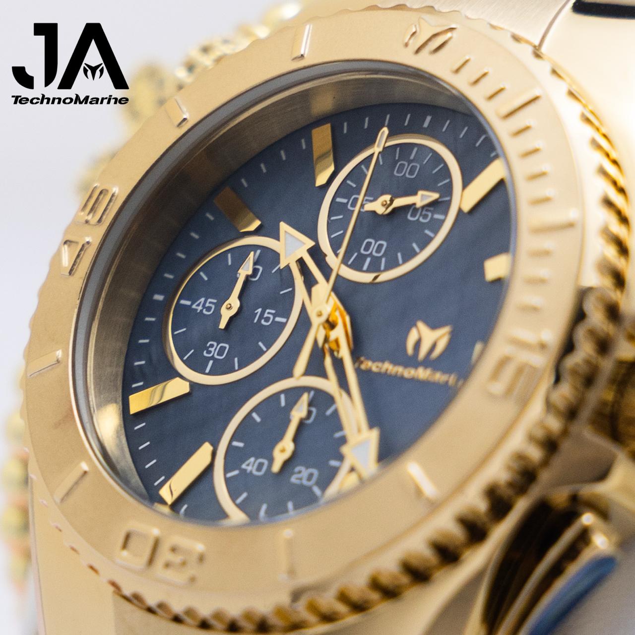 Technomarine 38 mm Cruise Chronograph Quartz Gold Dial Unisex Watch Una Pulsera Gratis +5% de Descuento Adicional