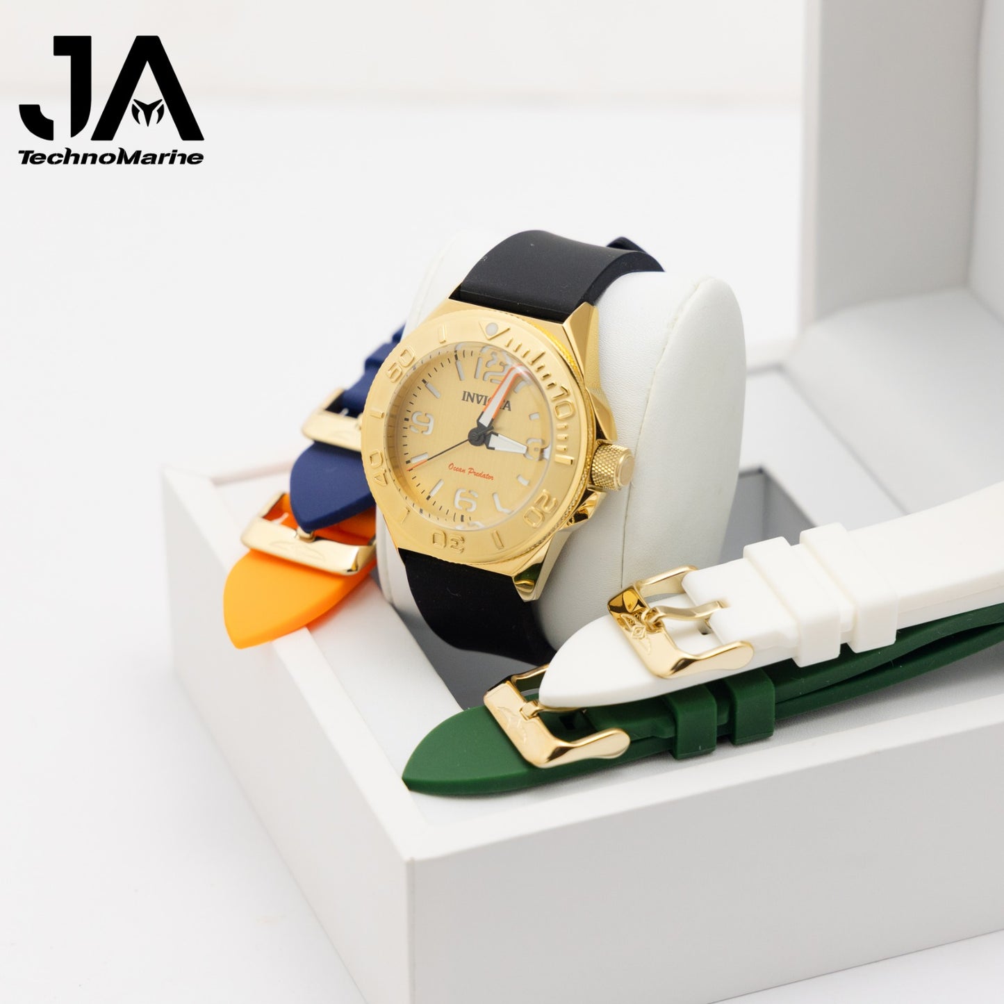 Invicta OCEAN PREDATOR Men's Watch - 44.65 mm, Green, Orange, White, Blue, Black with Interchangeable Strap (Una Pulsera Gratis)