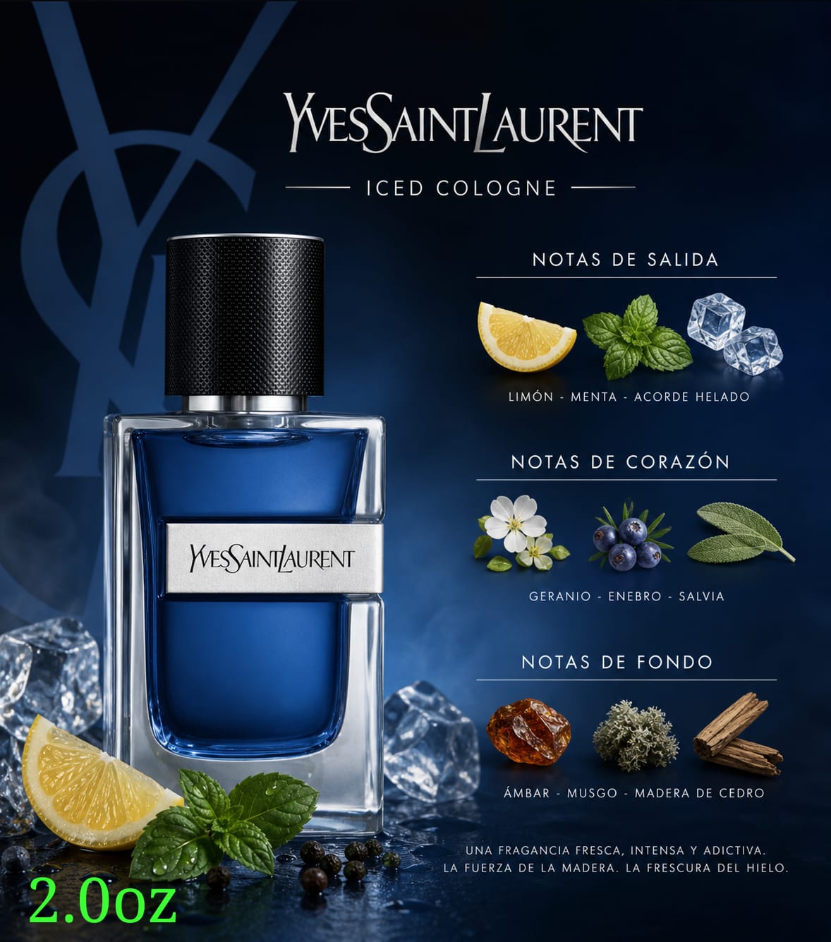 Iced Cologne Yves Saint Laurent para hombres 2.0oz