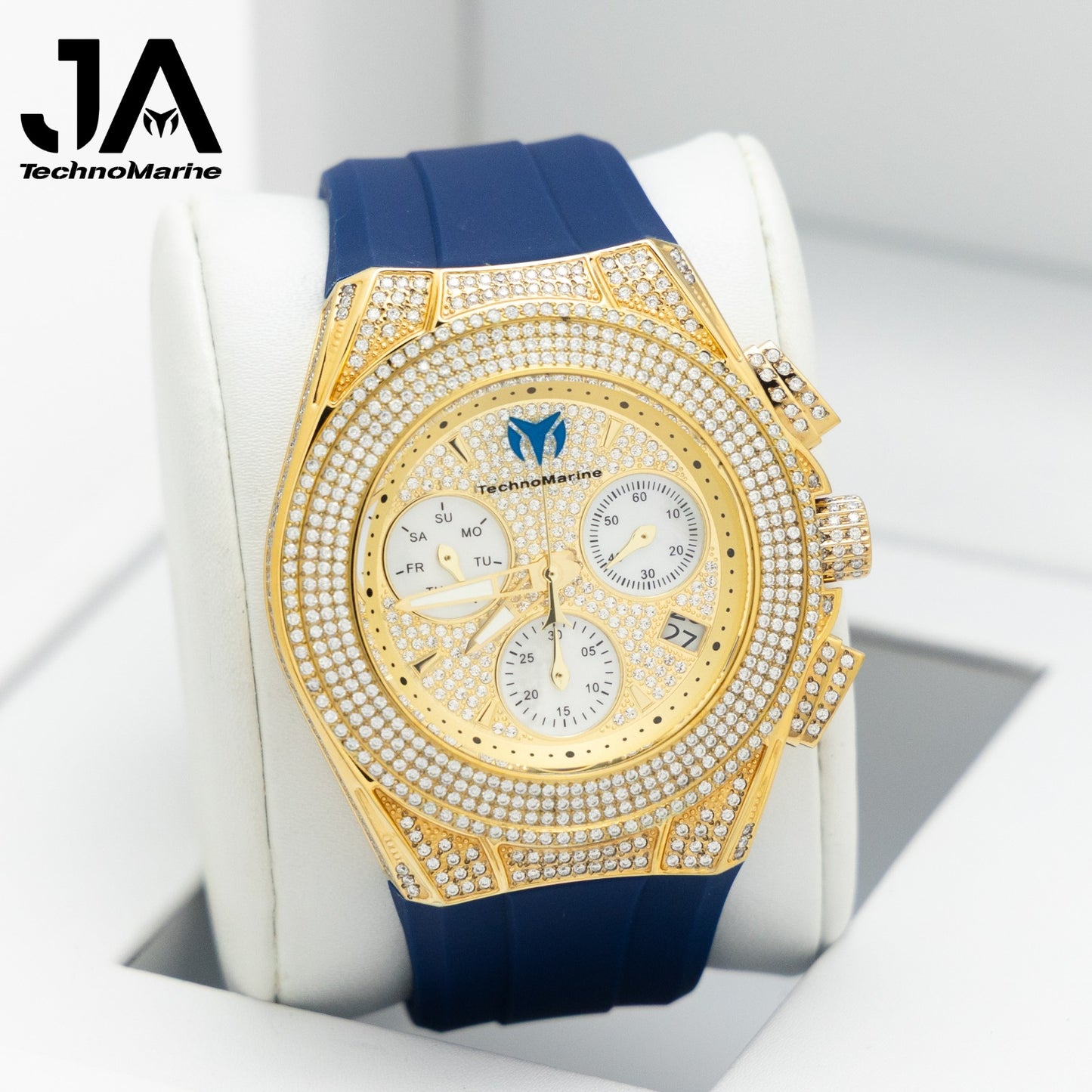 Technomarine Pave Cruise Maquina Suiza- Color Oro ,Incluye botones custom y Una hebilla custom Moissanite VVS