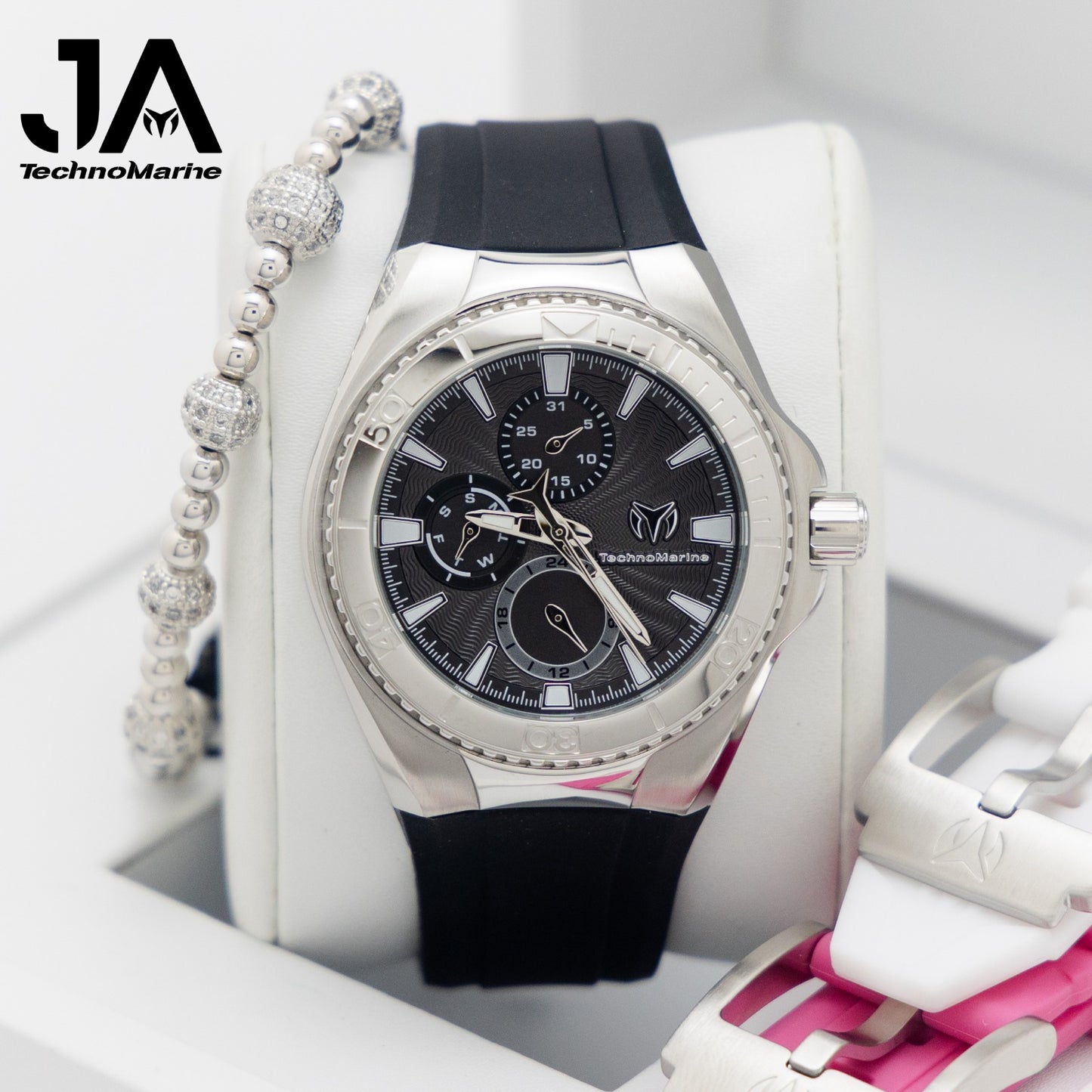Technomarine 40mm Cruise Chronograph Quartz Silver Dial Unisex Watch Una Pulsera Gratis