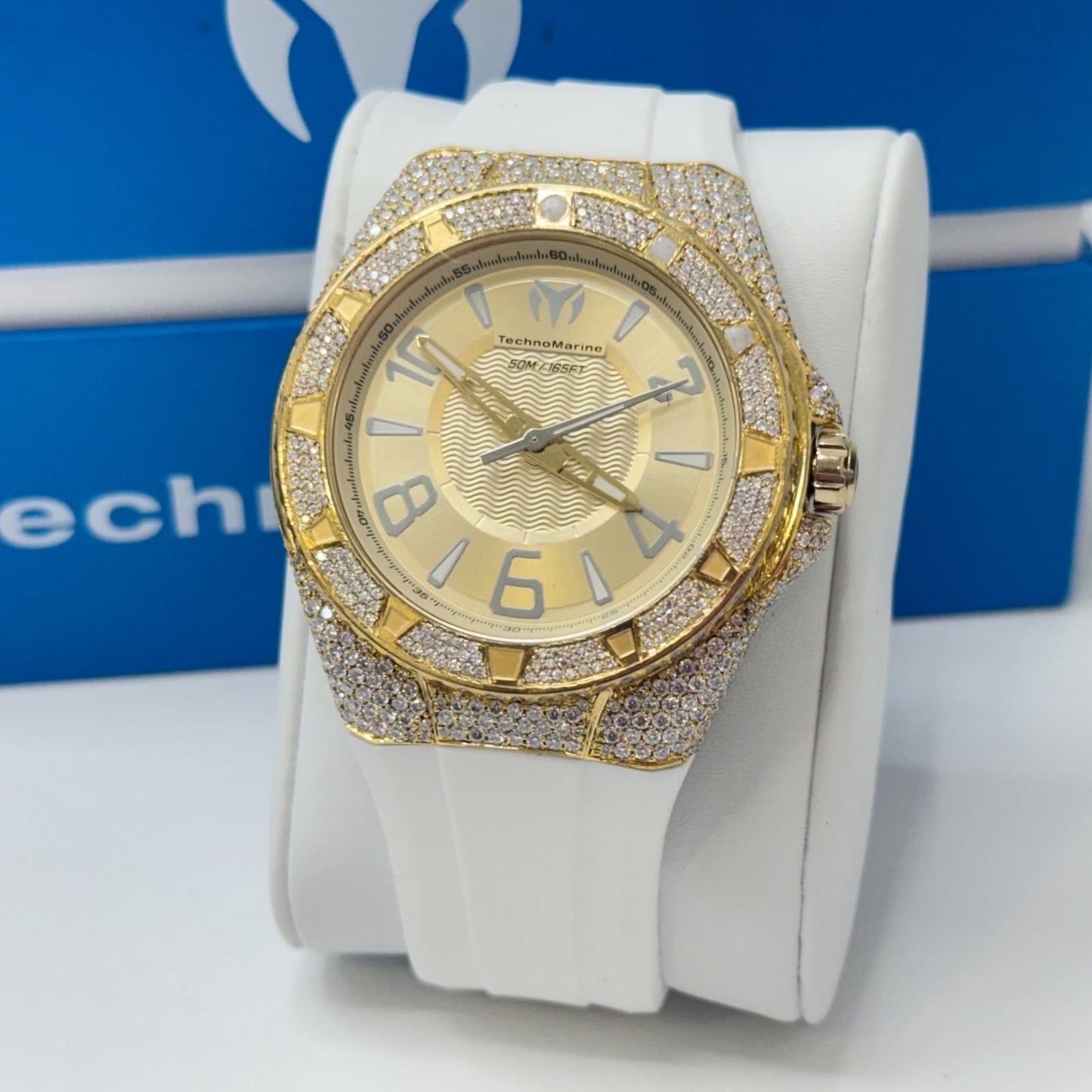 TechnoMarine Lusso Mare Men's Watch - 44mm Vvs Moissanite Pulsera Incluida